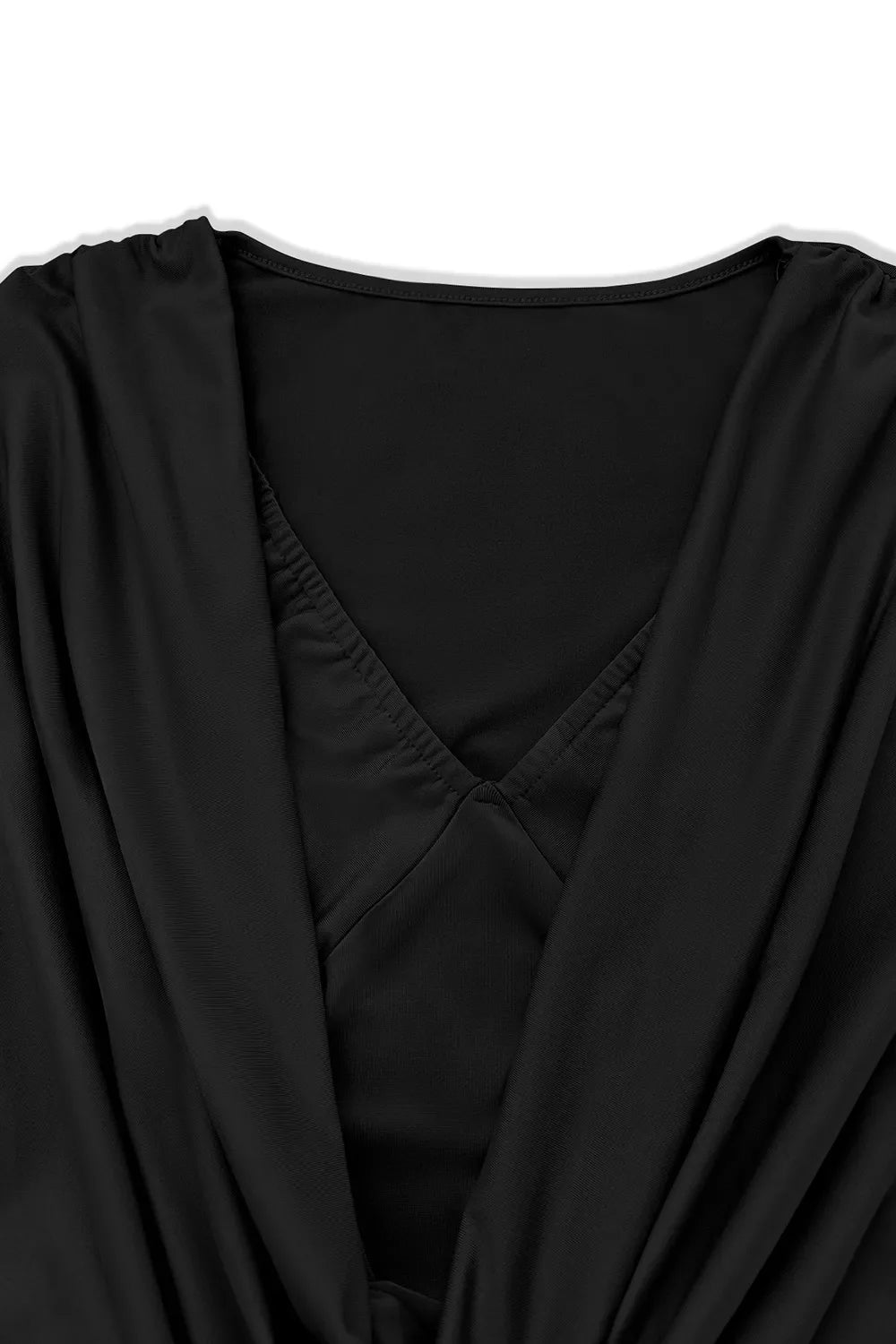 Ruched Cowl Neck Long Sleeve Mini Dress