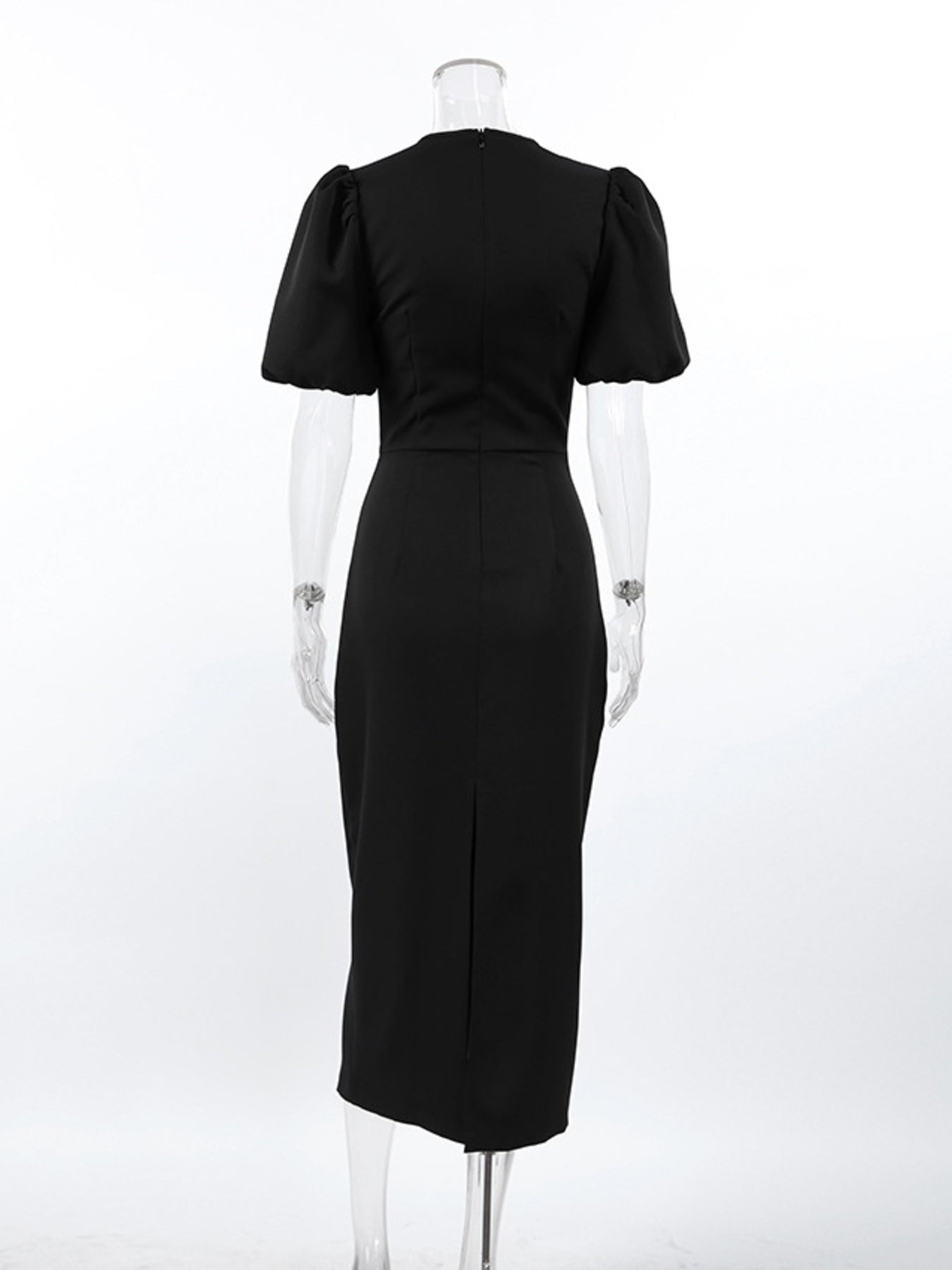 Cutout Front Puff Sleeve Dress