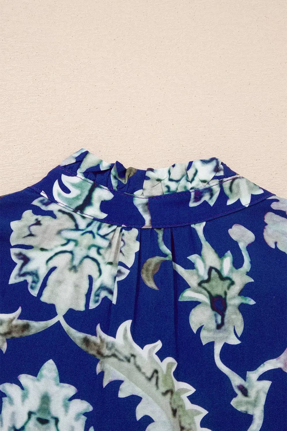 Wild Floral Print Frilled Collar Half Sleeve Dress