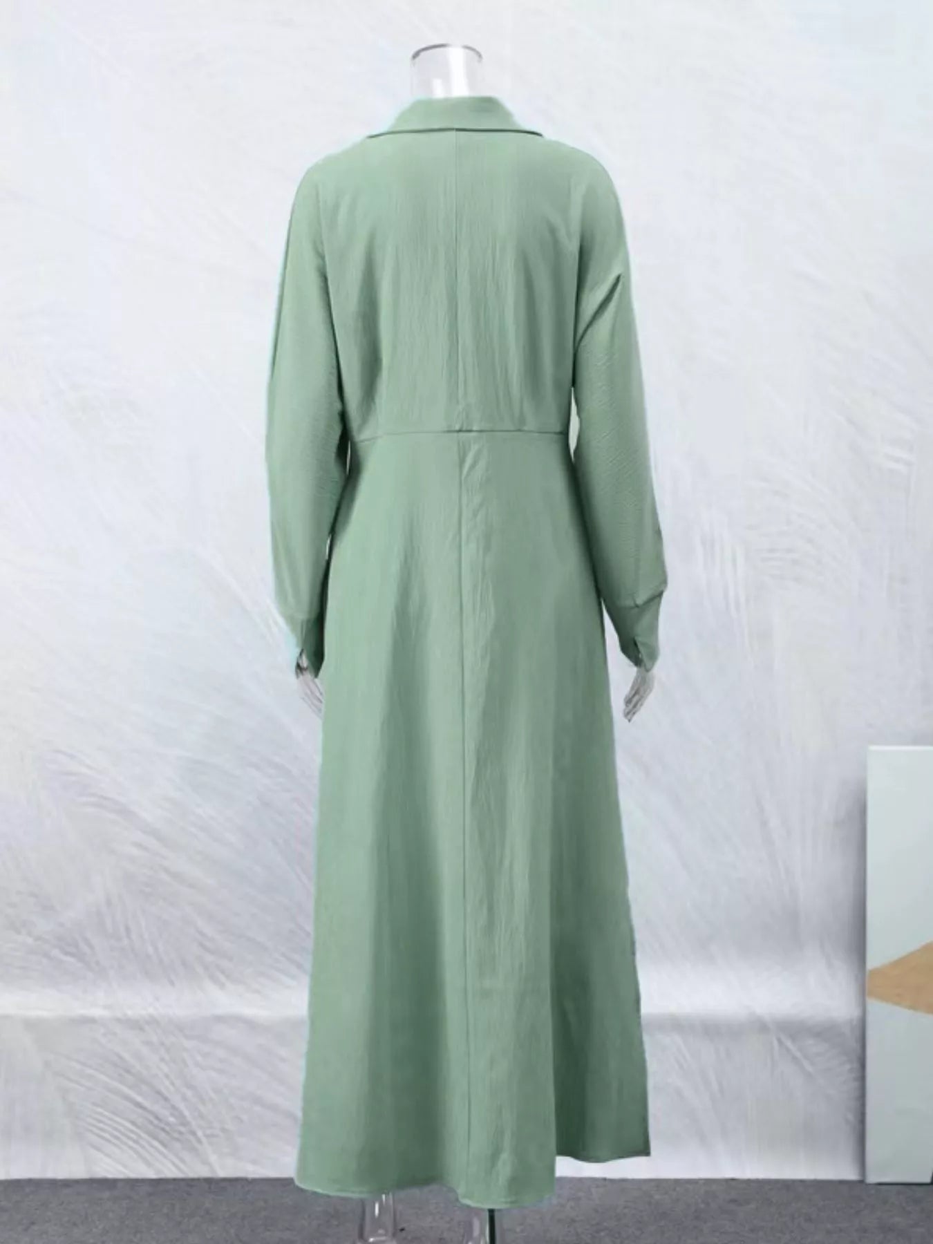 Side Slit Long Sleeve Shirt Dress