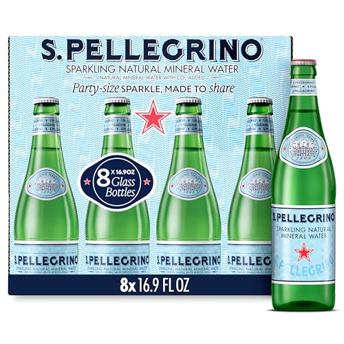 S.Pellegrino Sparkling Natural Mineral Water, 8 Pack, 16.9 Fluid Ounce Glass Bottles