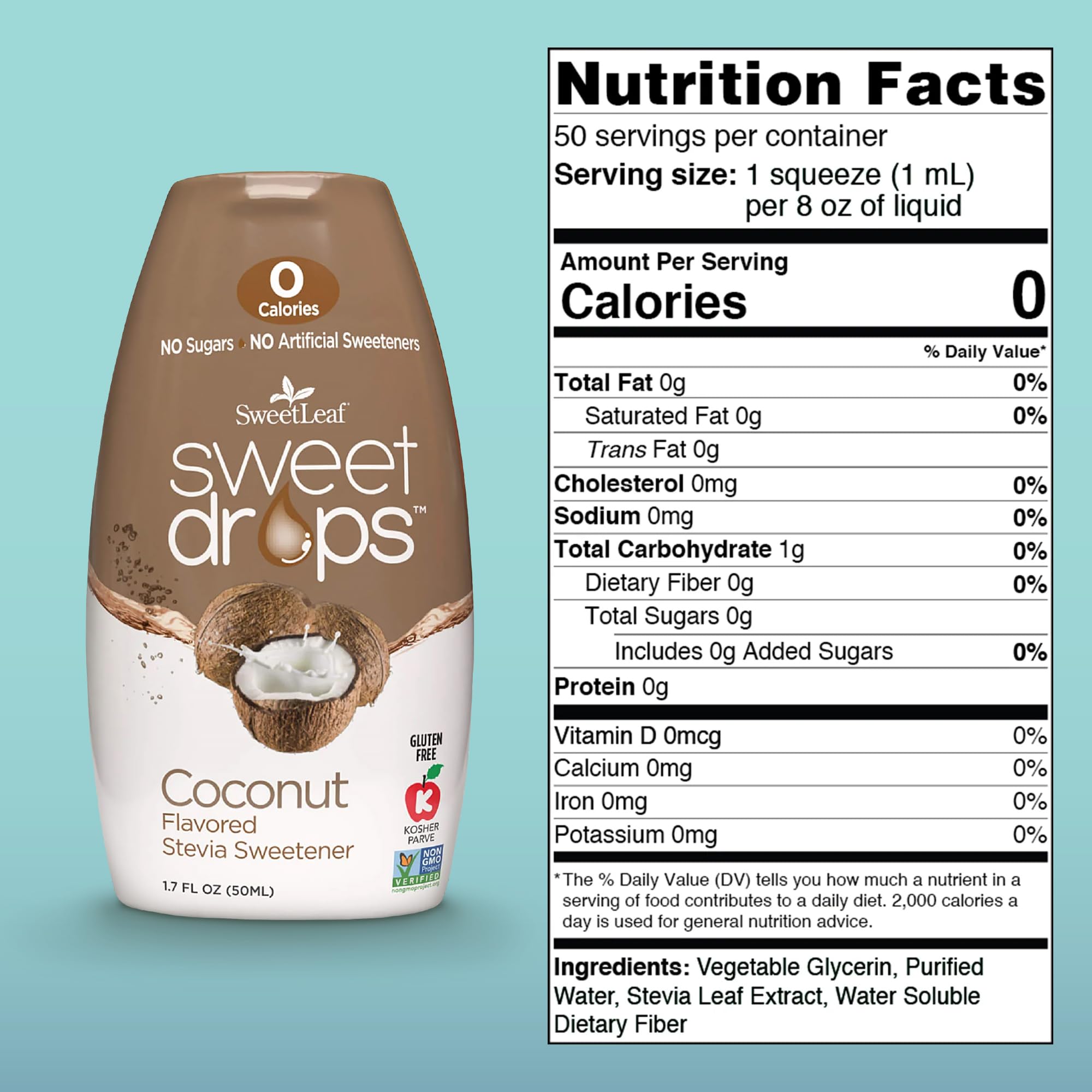 SweetLeaf Coconut Sweet Drops Sweetener, Case of 12, 1.7 Fl Oz Bottles
