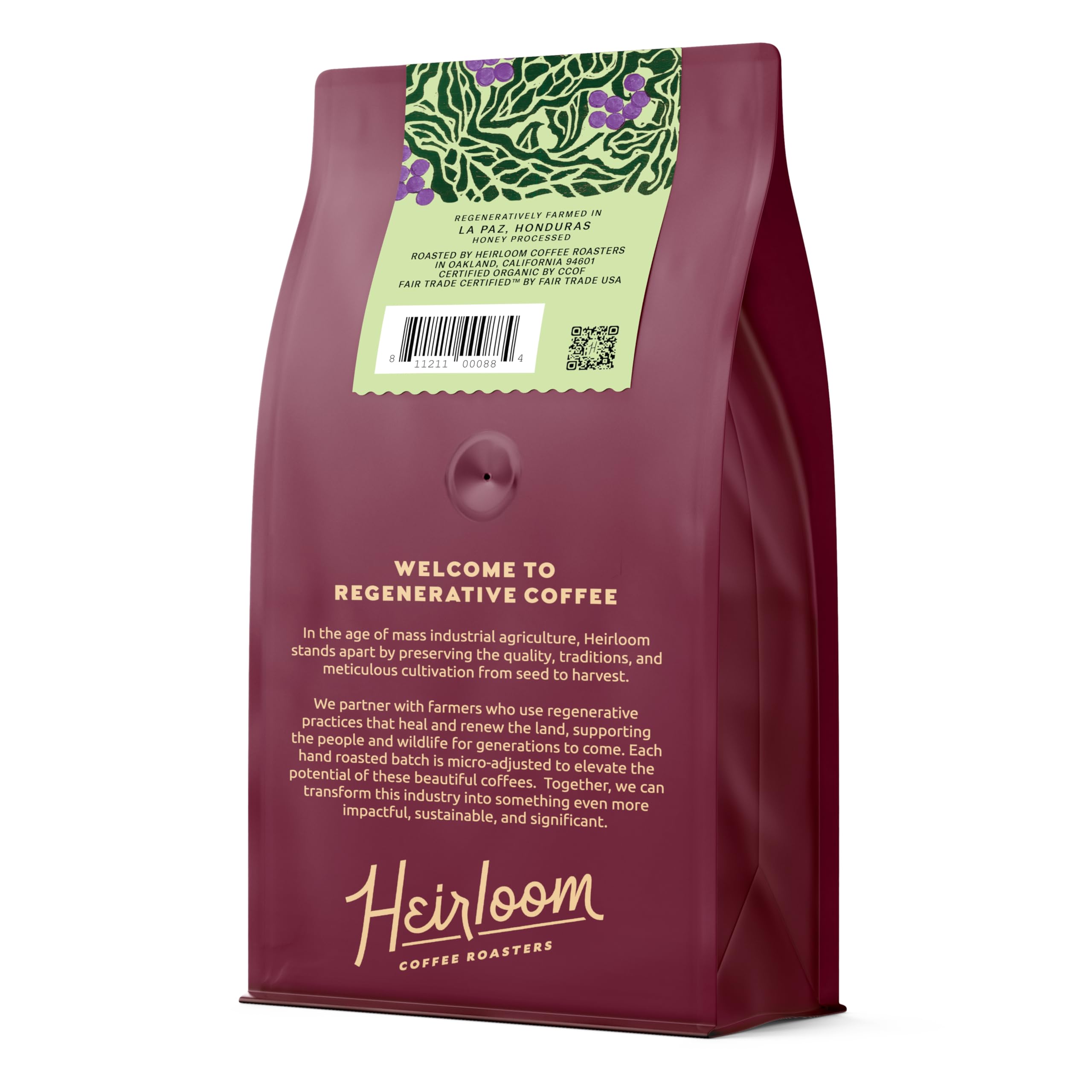 Heirloom Coffee Roasters Organic Pacayal Honey Lot Coffee, Case of 6, 12 Ounce