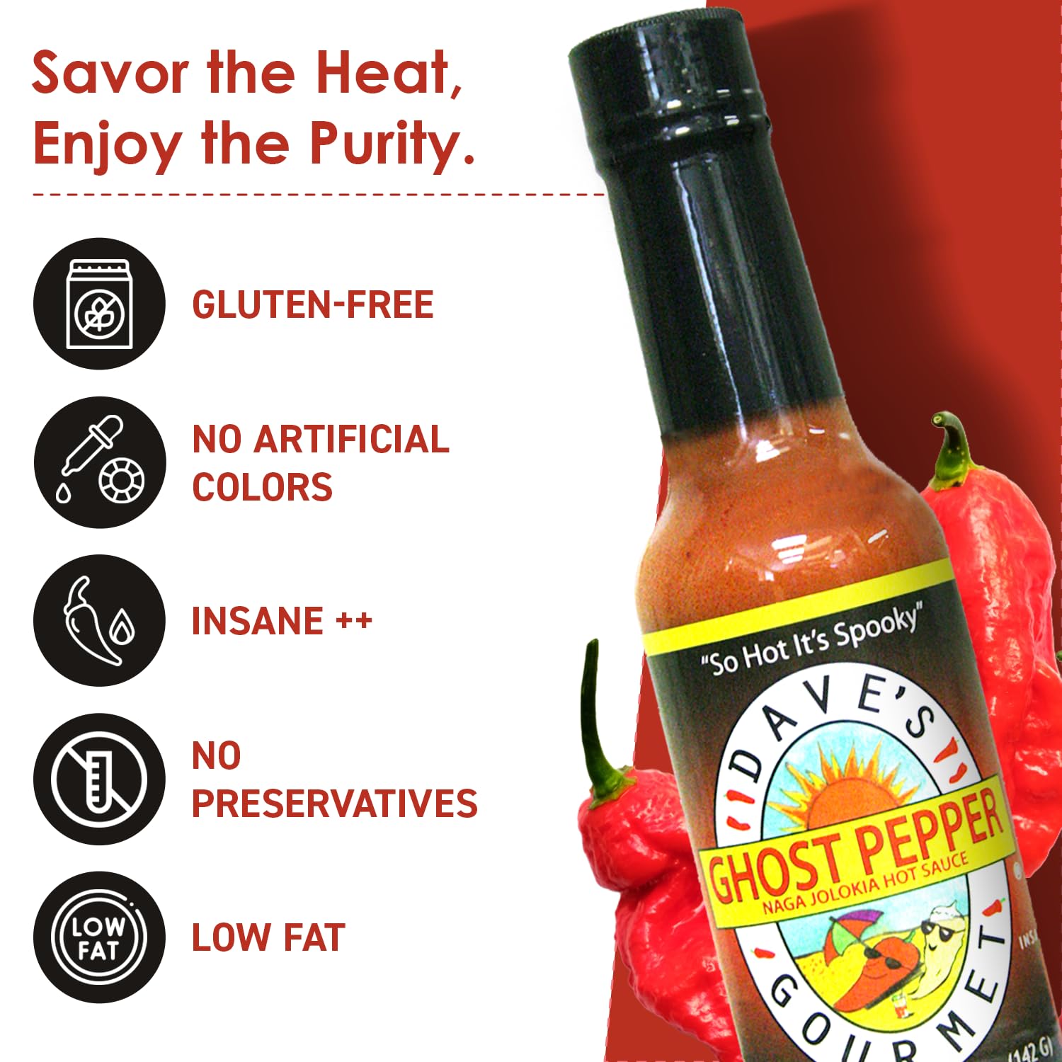 Dave's Gourmet Ghost Pepper Naga Jolokia Hot Sauce, Case of 6, 5 Fl Oz