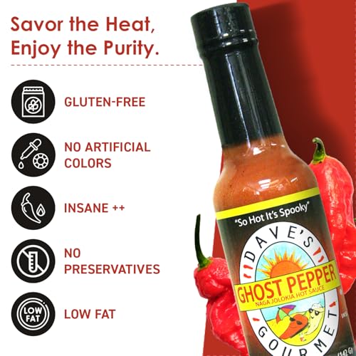 Dave's Gourmet Ghost Pepper Naga Jolokia Hot Sauce, Case of 6, 5 Fl Oz