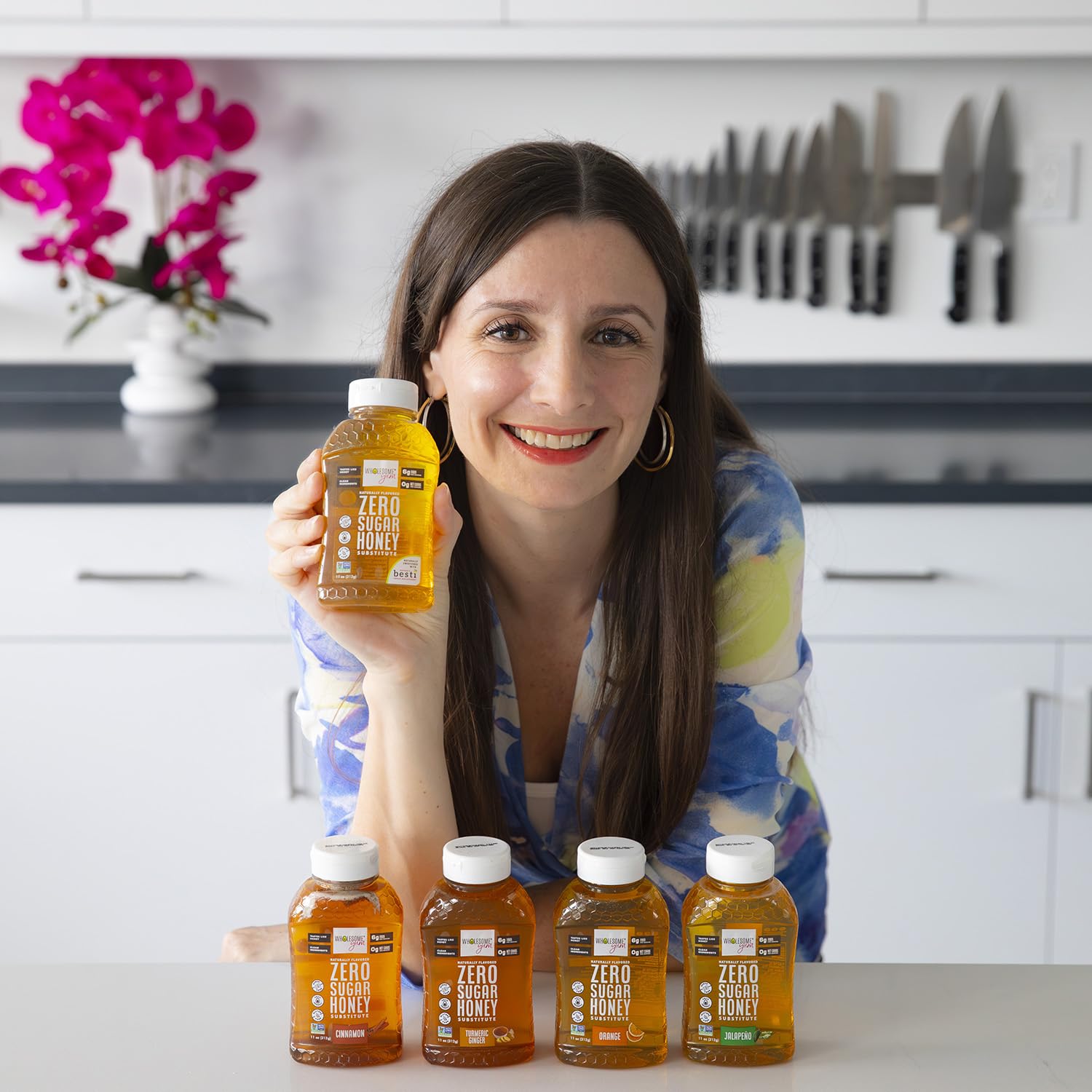 Wholesome Yum Zero Sugar Honey Substitute with Monk Fruit and Allulose, Case of 8, 11 Ounce Bottles