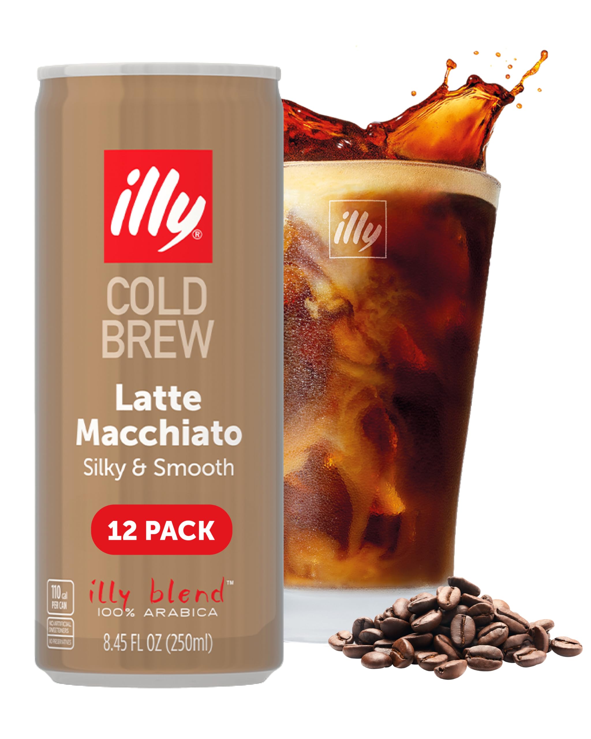 Illy Caffe Latte Macchiato Cold Brew Coffee, Case of 12, 8.45 fl oz Cans