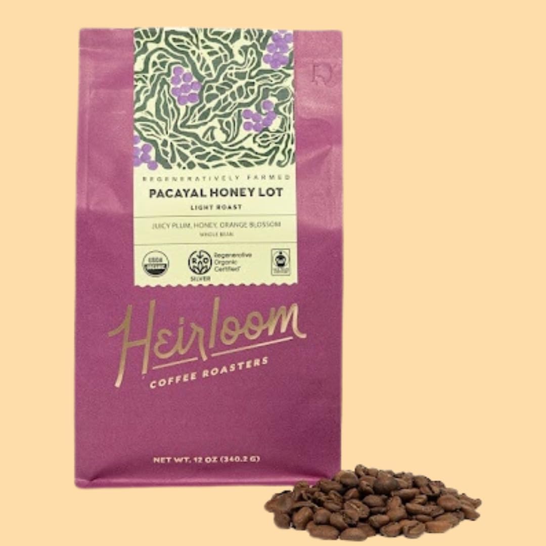Heirloom Coffee Roasters Organic Pacayal Honey Lot Coffee, Case of 6, 12 Ounce
