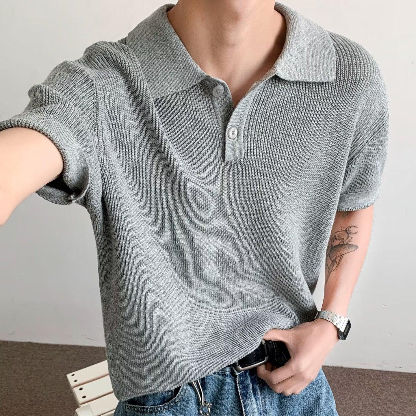 Premium Knitted Collar Polo Shirt