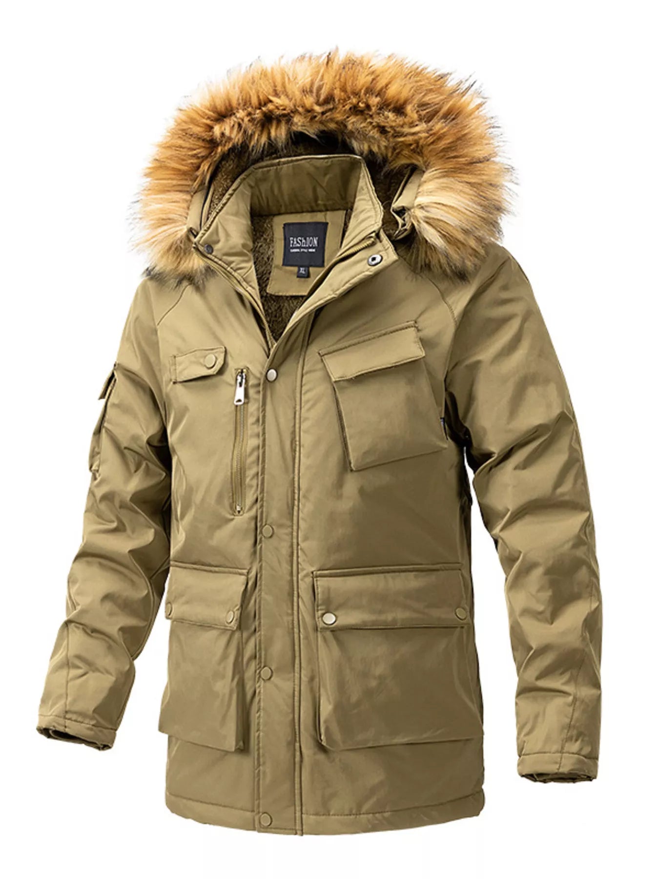 Men's Plus Size Fur Hooded Winter Parka Coat