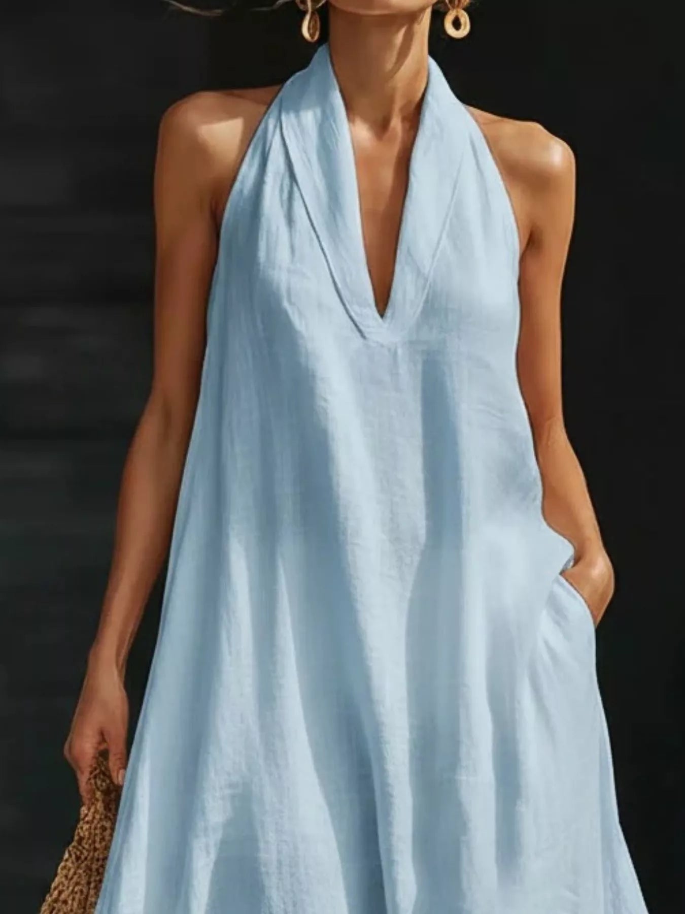 Full Size Halter Neck Sleeveless Maxi Dress Plus Size