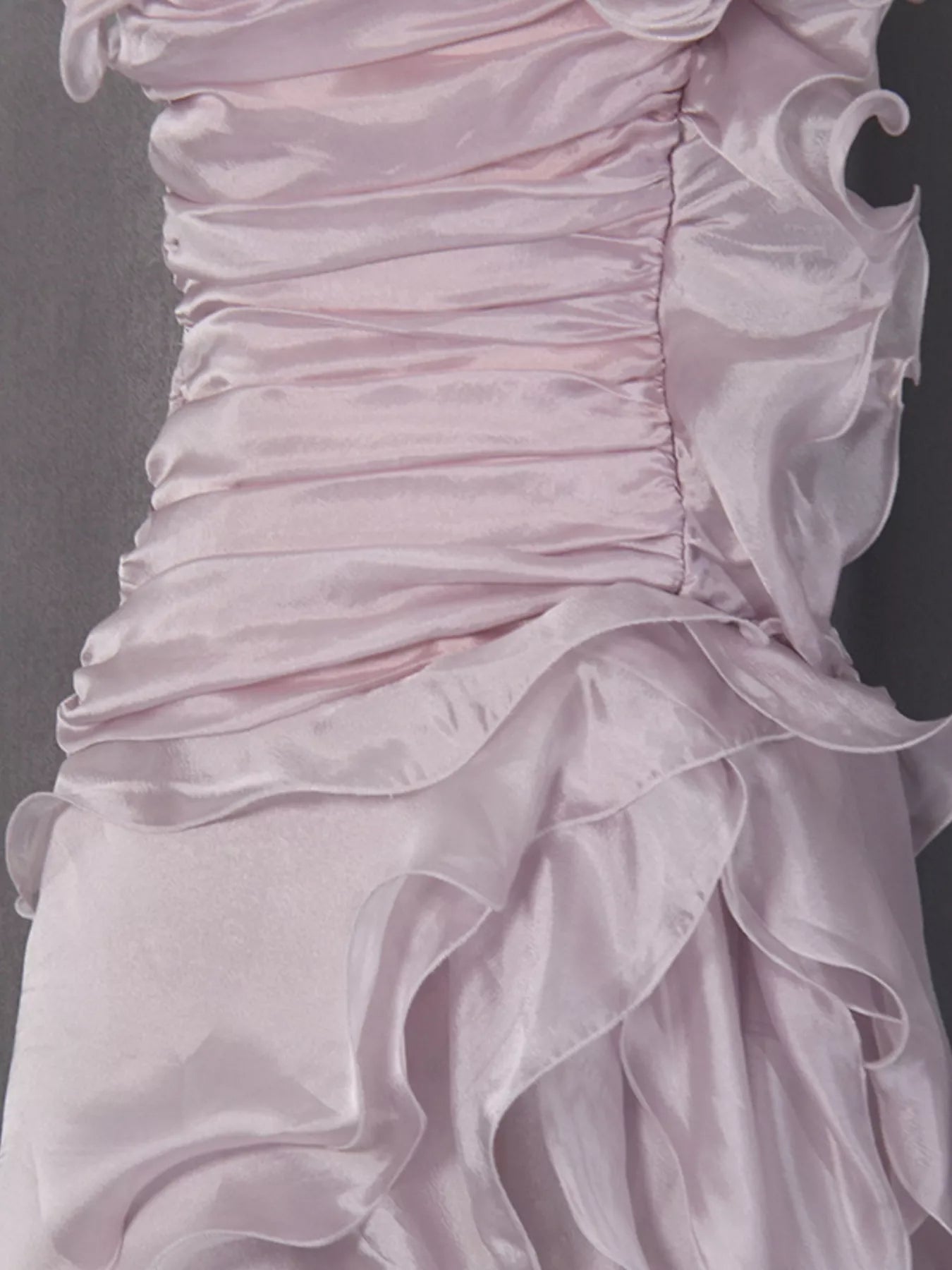Ruffled High-Low Strapless Dress