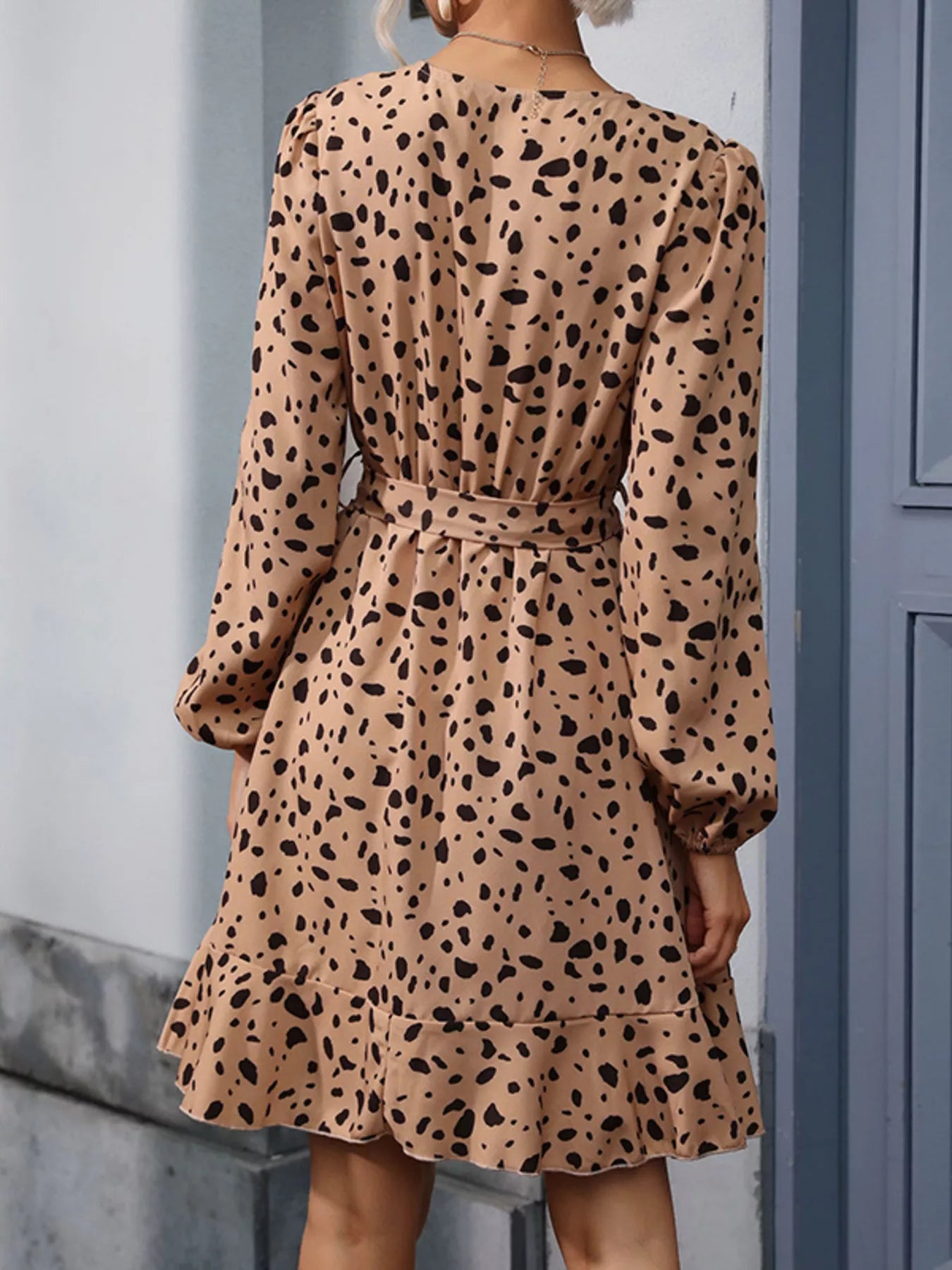 Leopard Surplice Wrap Mini Dress