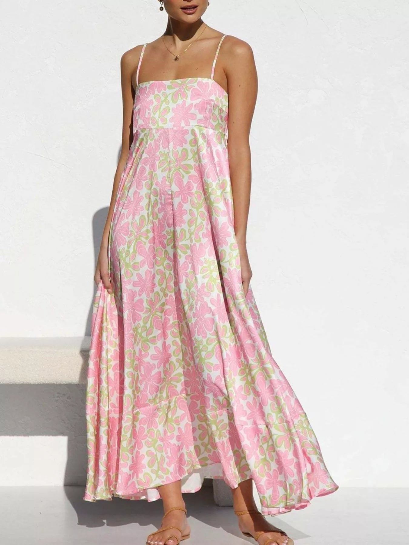 Printed Spaghetti Strap Maxi Dress