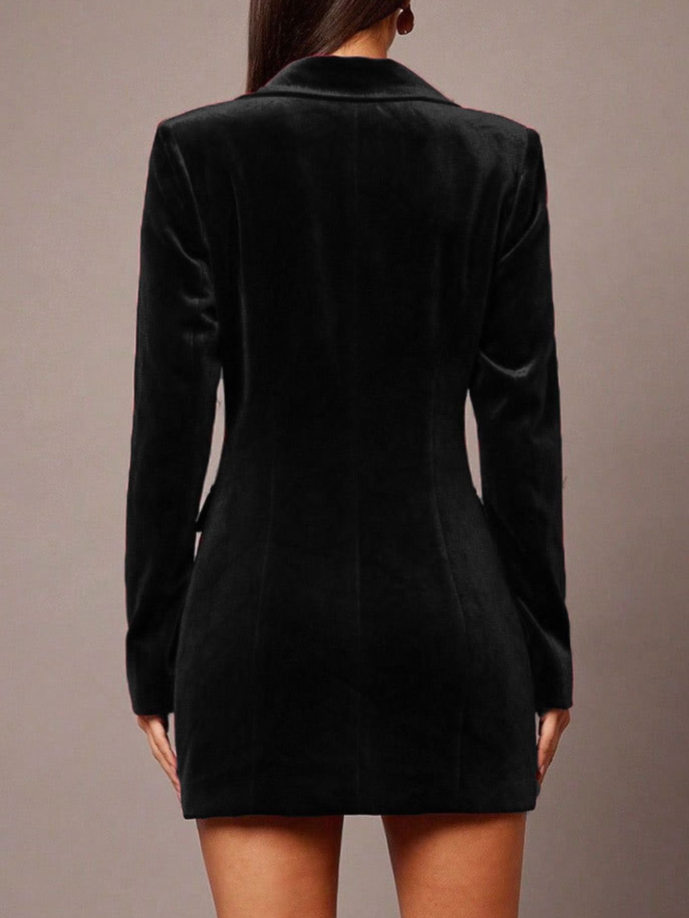 Velvet Double-Breasted Blazer Dress