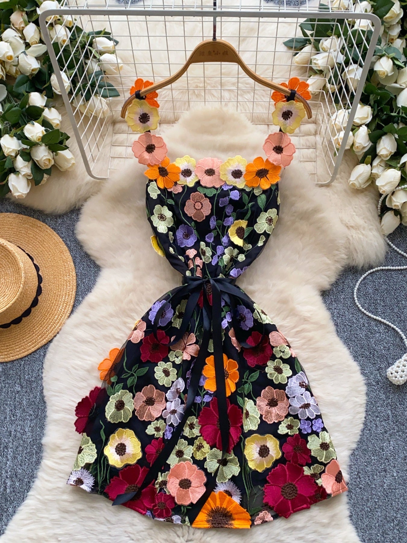 Floral Tie Waist Mini Dress