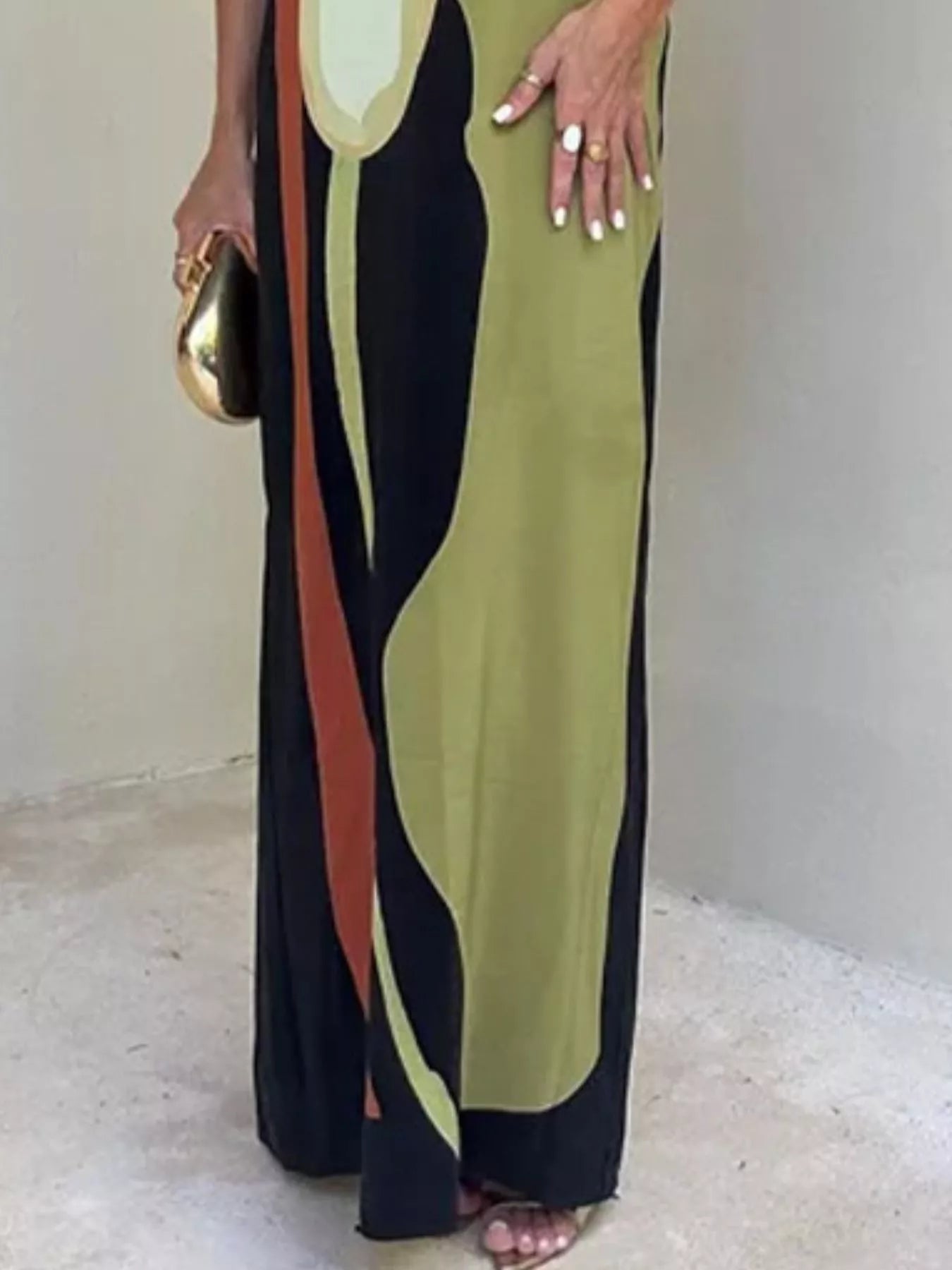 Contrast Strapless Maxi Dress