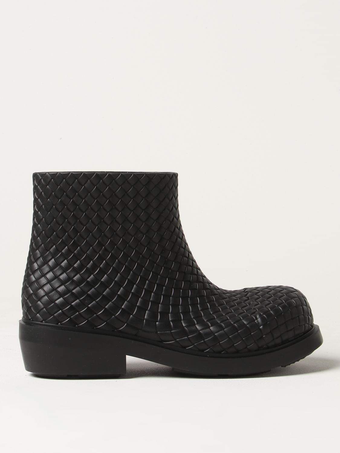 Bottega Veneta Men Bottega Veneta Fireman Ankle Boots In Woven Rubber