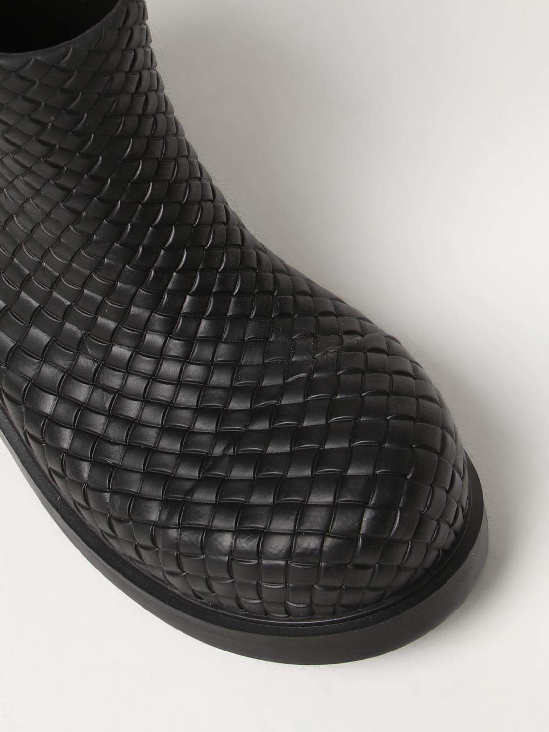 Bottega Veneta Men Bottega Veneta Fireman Ankle Boots In Woven Rubber