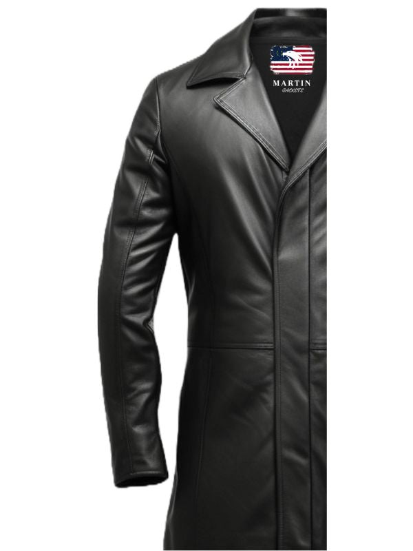 Men’s Dark Brown Leather Hooded Coat