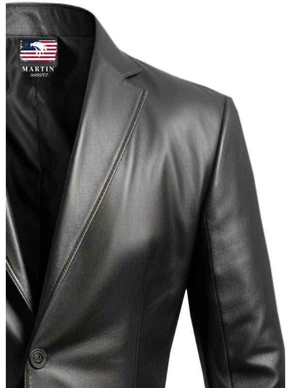 Men Black Biker Leather Blazer – Leather Coats for Men
