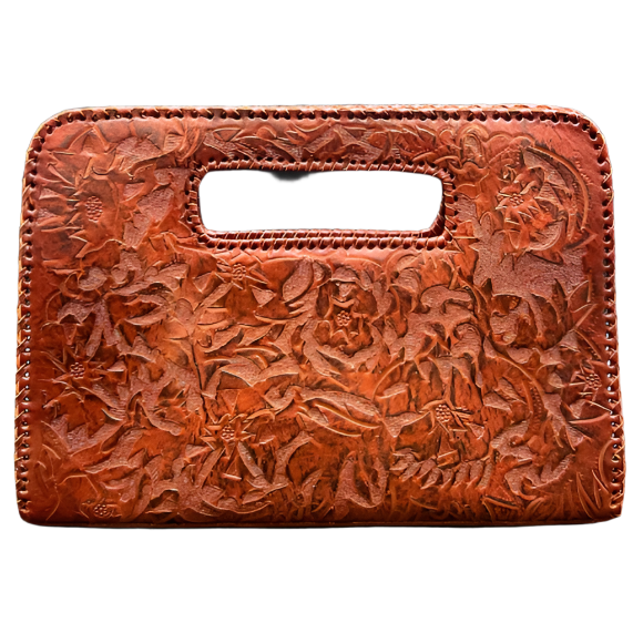 The Claire| Hand-Tooled Leather Statement Clutch