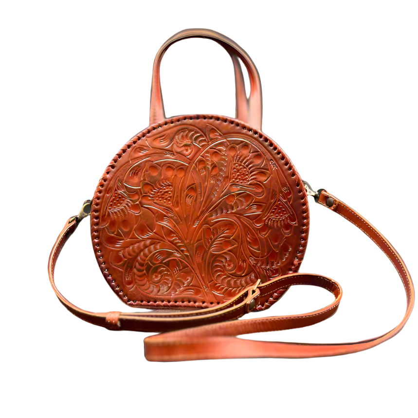 The Dixie| Hand-Tooled Leather Canteen Handbag