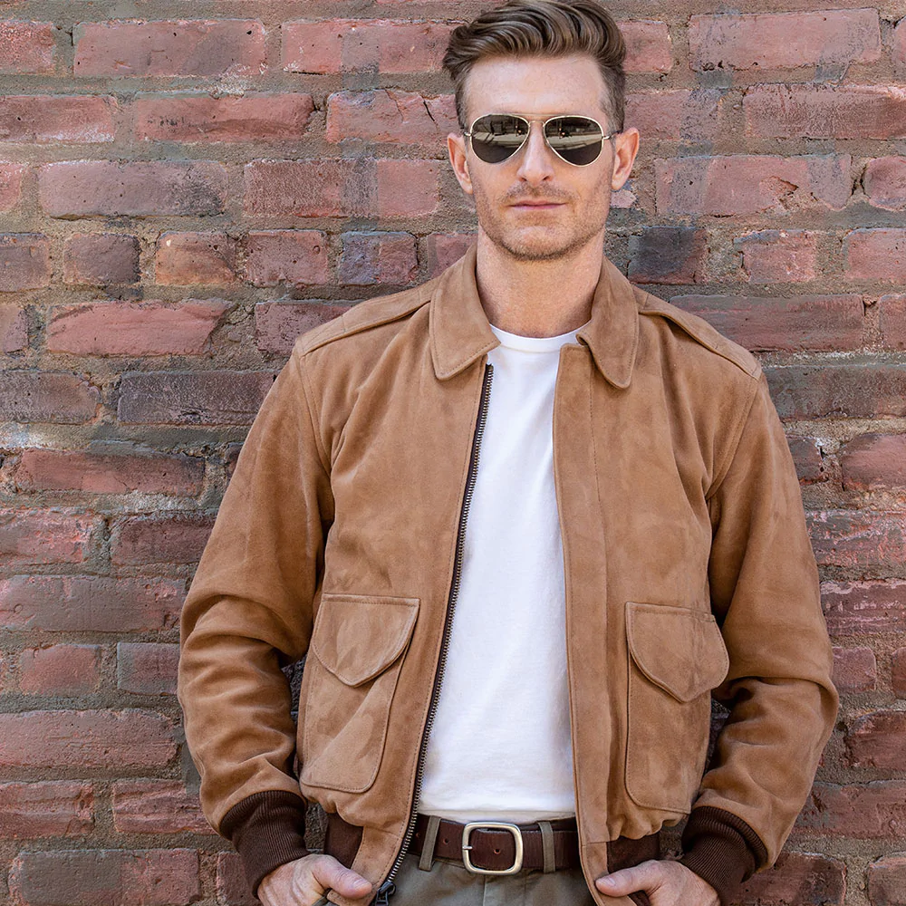 Men’s B3 RAF Aviator Brown A-2 Flight Shearling Leather Jacket
