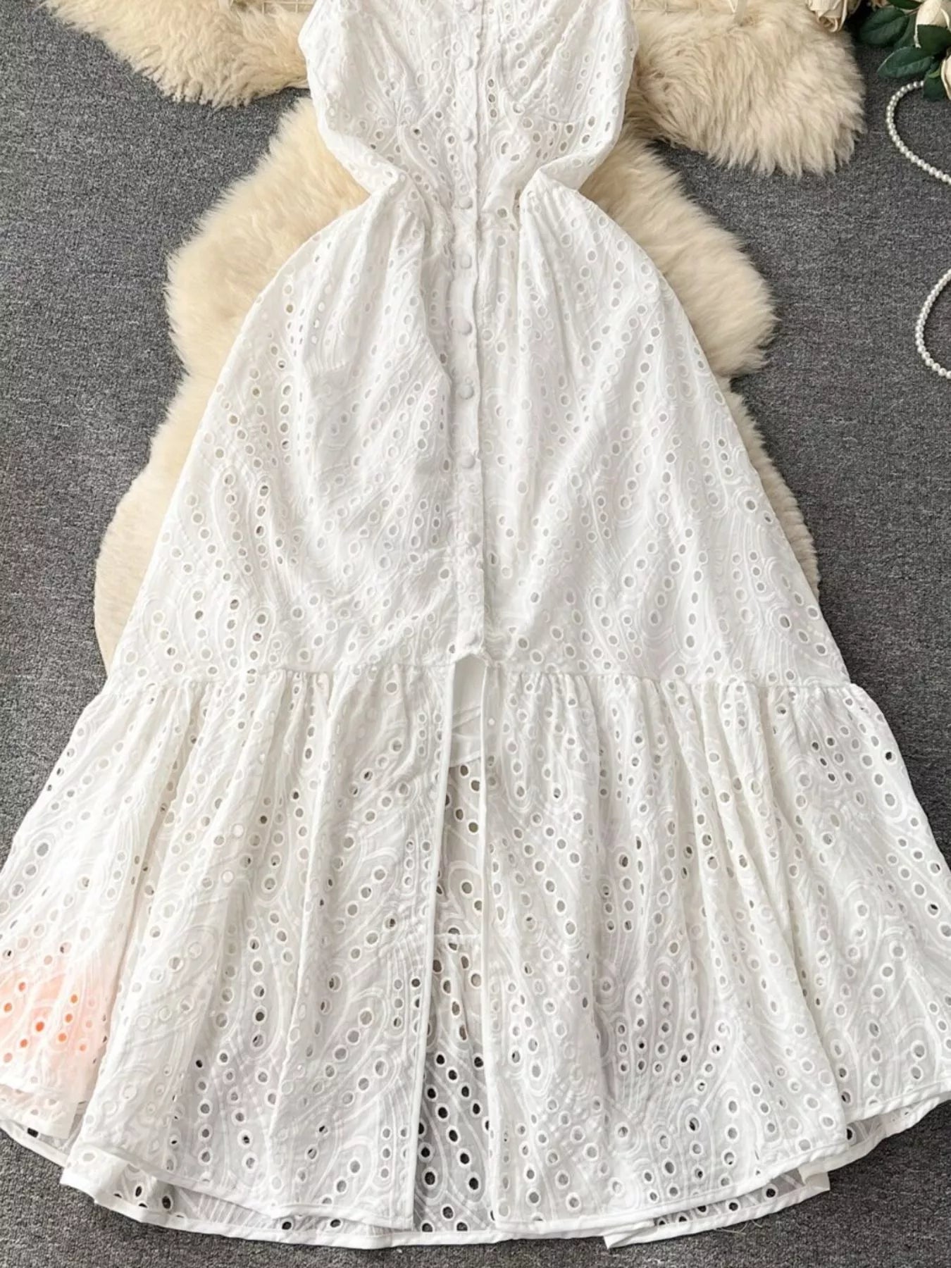 Eyelet Embroidered Tiered Cami Dress