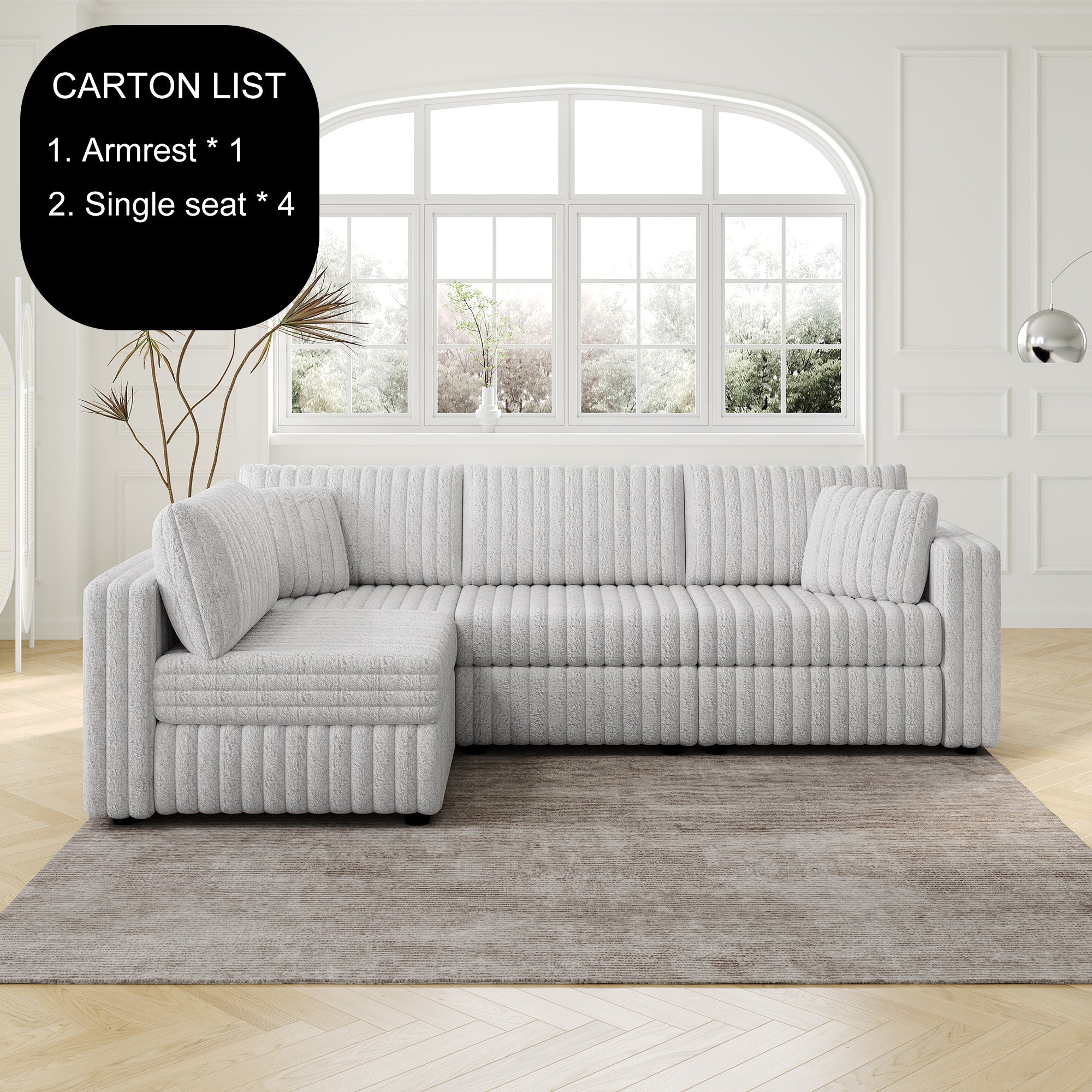 106.3" Soft L-Shaped 4-Person Sofa