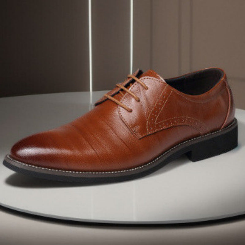 Mens Leather Shoes British-style Pointed-toe Breathable Formal Business Wear
