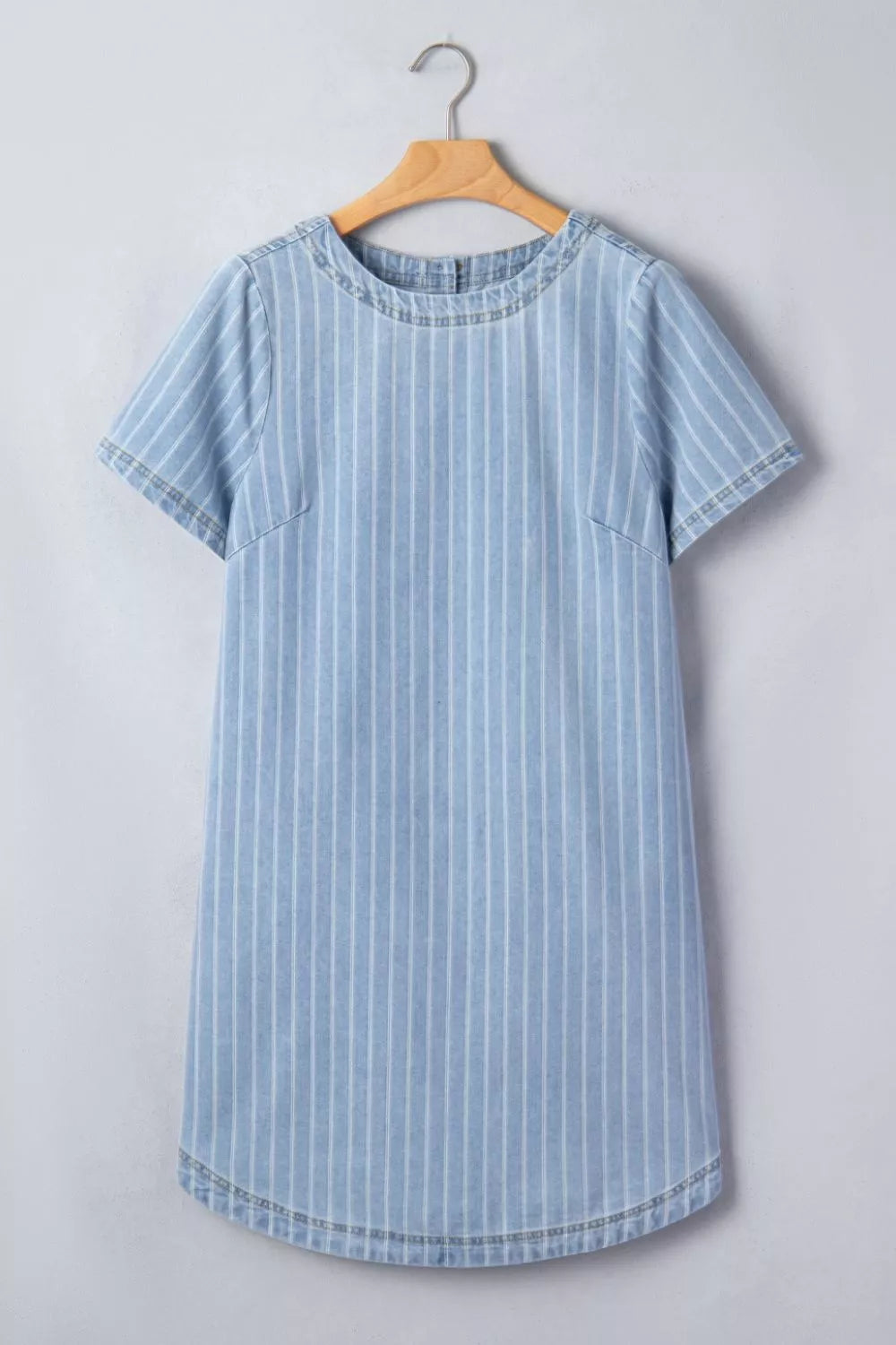 Stripe Buttoned Back T-Shirt Denim Mini Dress