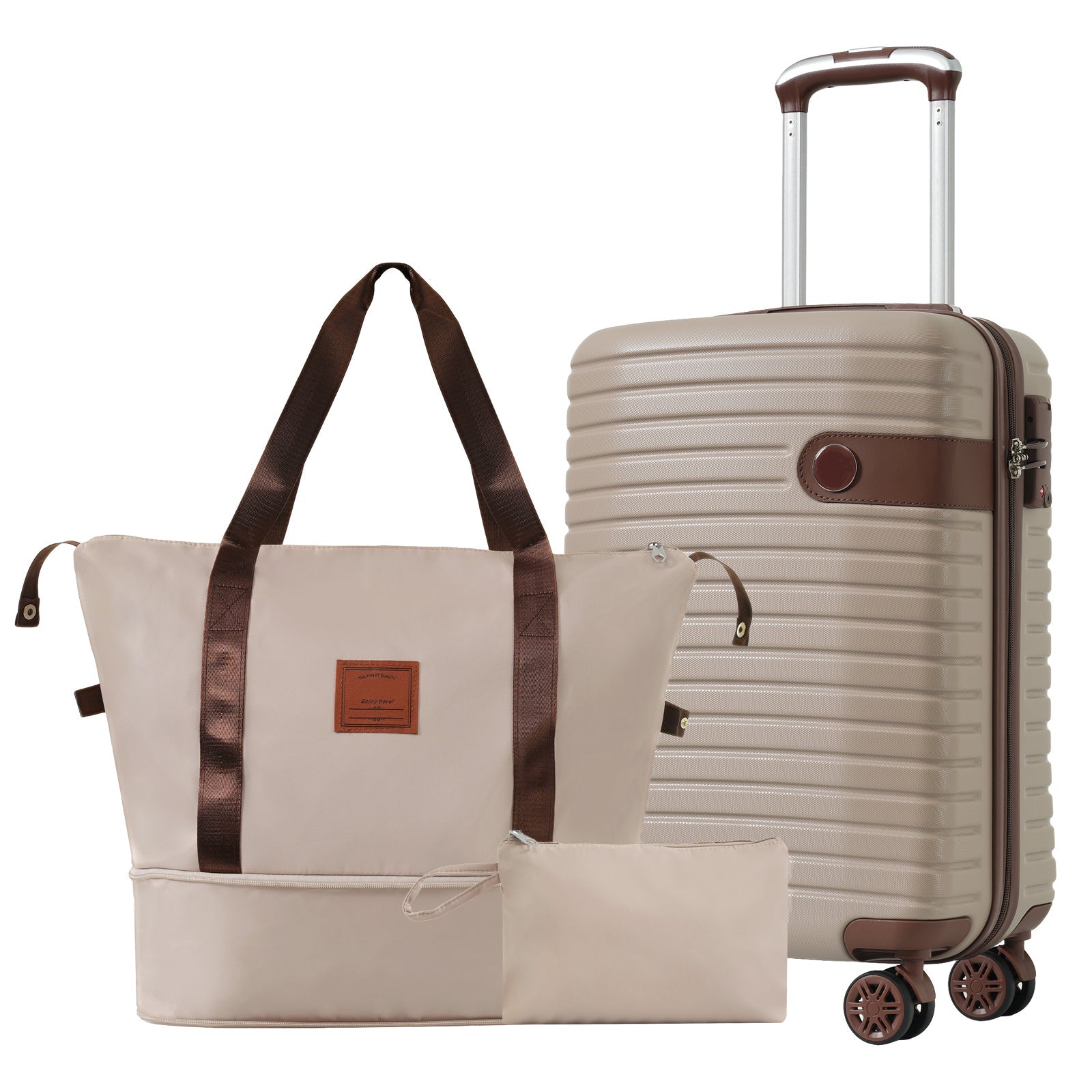 3 Piece Carry-On Luggage Set - Khaki