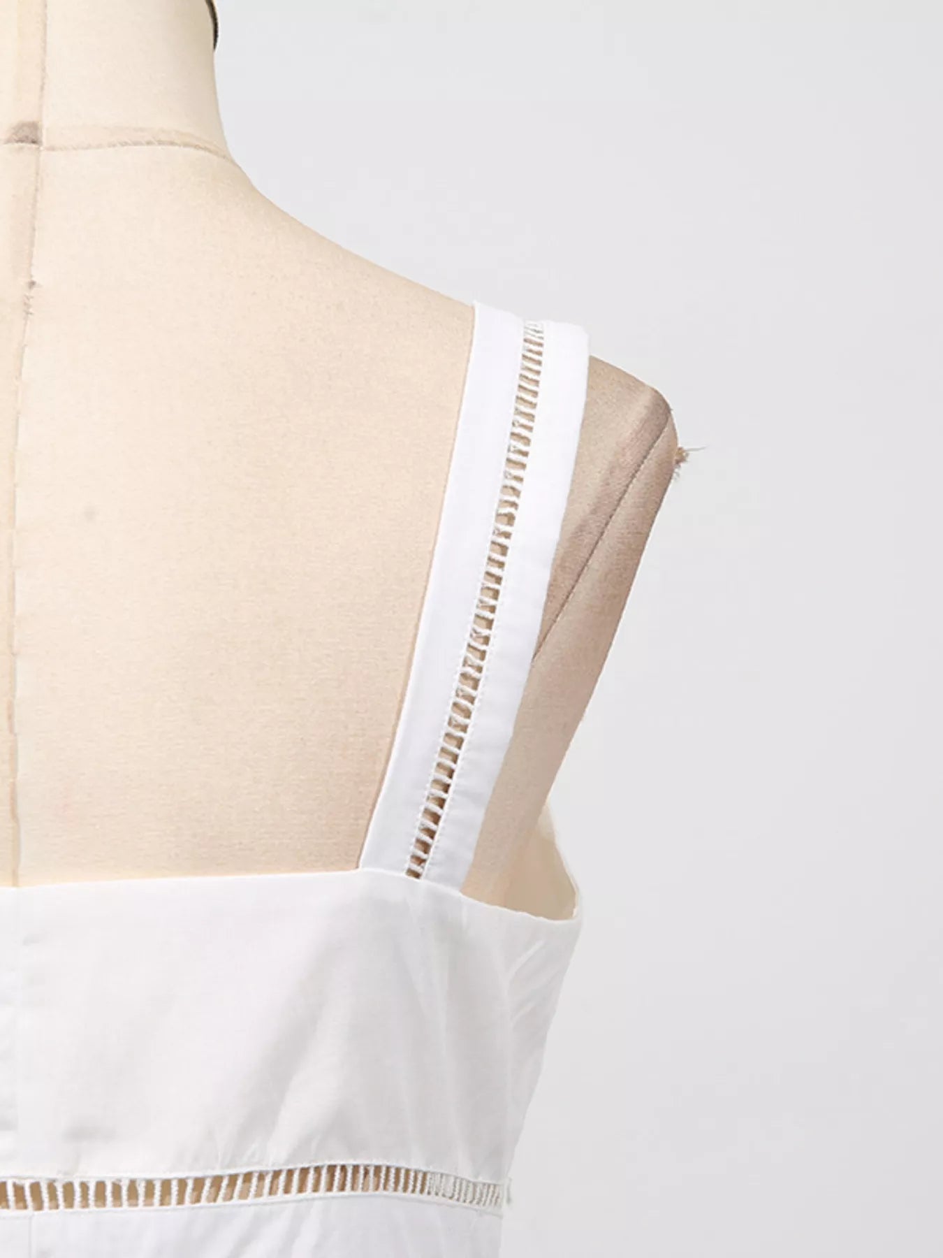 Sleeveless Eyelet Embroidered Button-Down Midi Dress