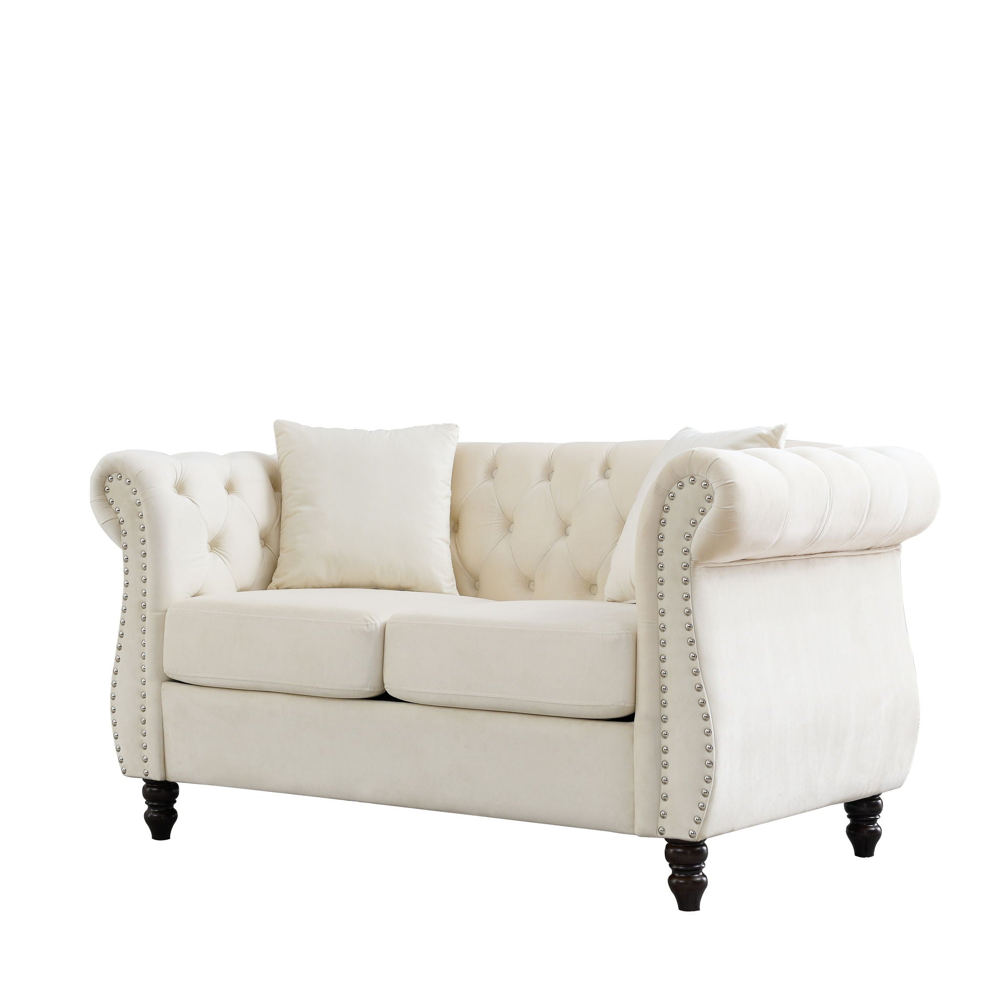 Chesterfield Sofa With Rolled Arms And Nailhead Trim