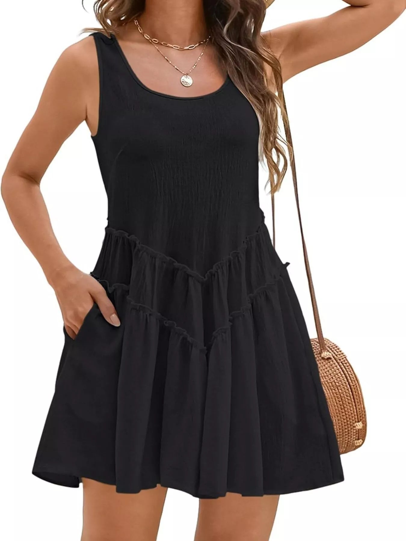 Round Neck Sleeveless Mini Dress