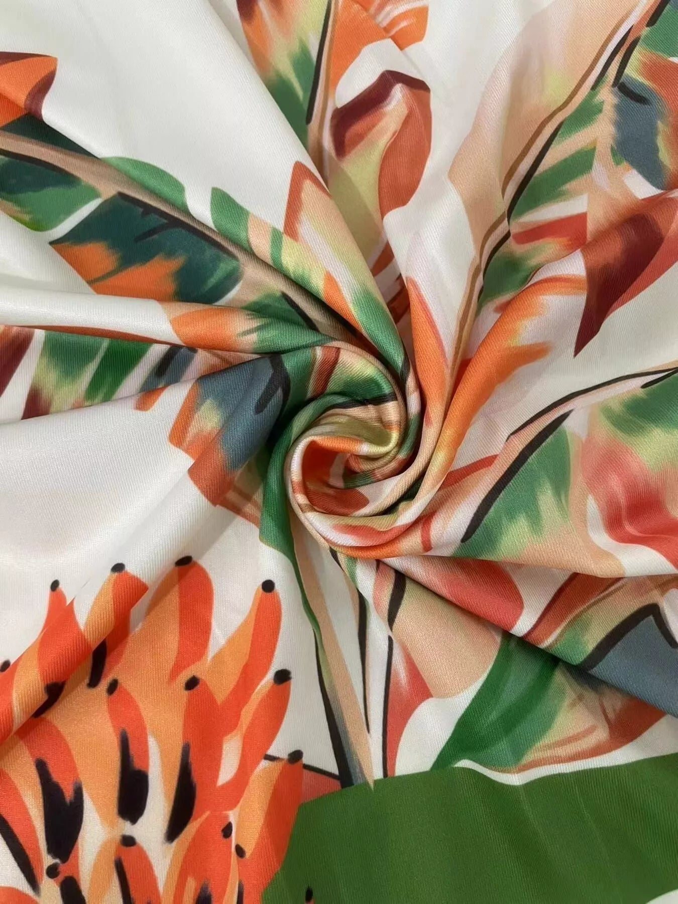 Tropical Print One-Shoulder Cut-Out Maxi Dress