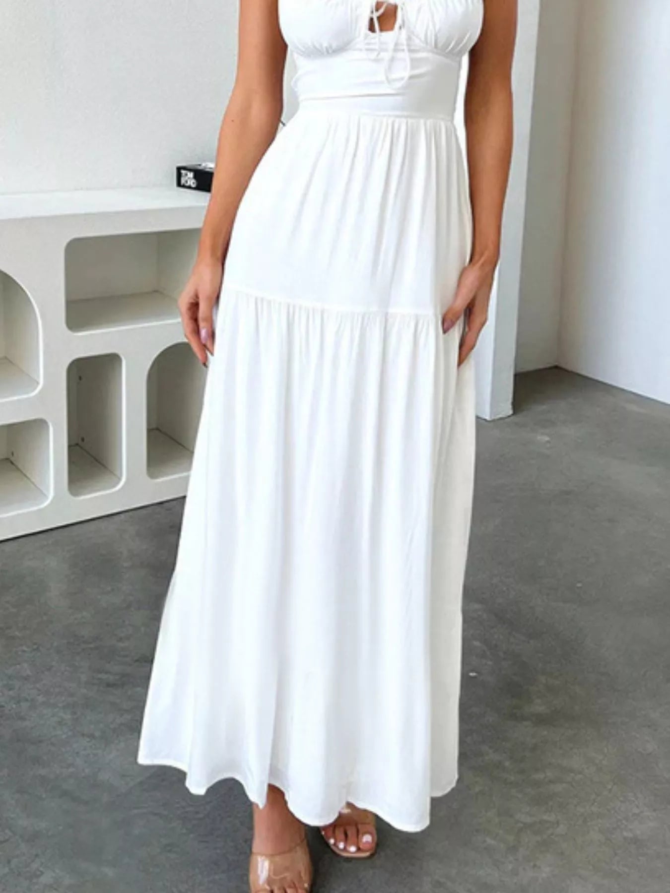 Backless Lace Up Spaghetti Strap Maxi Dress