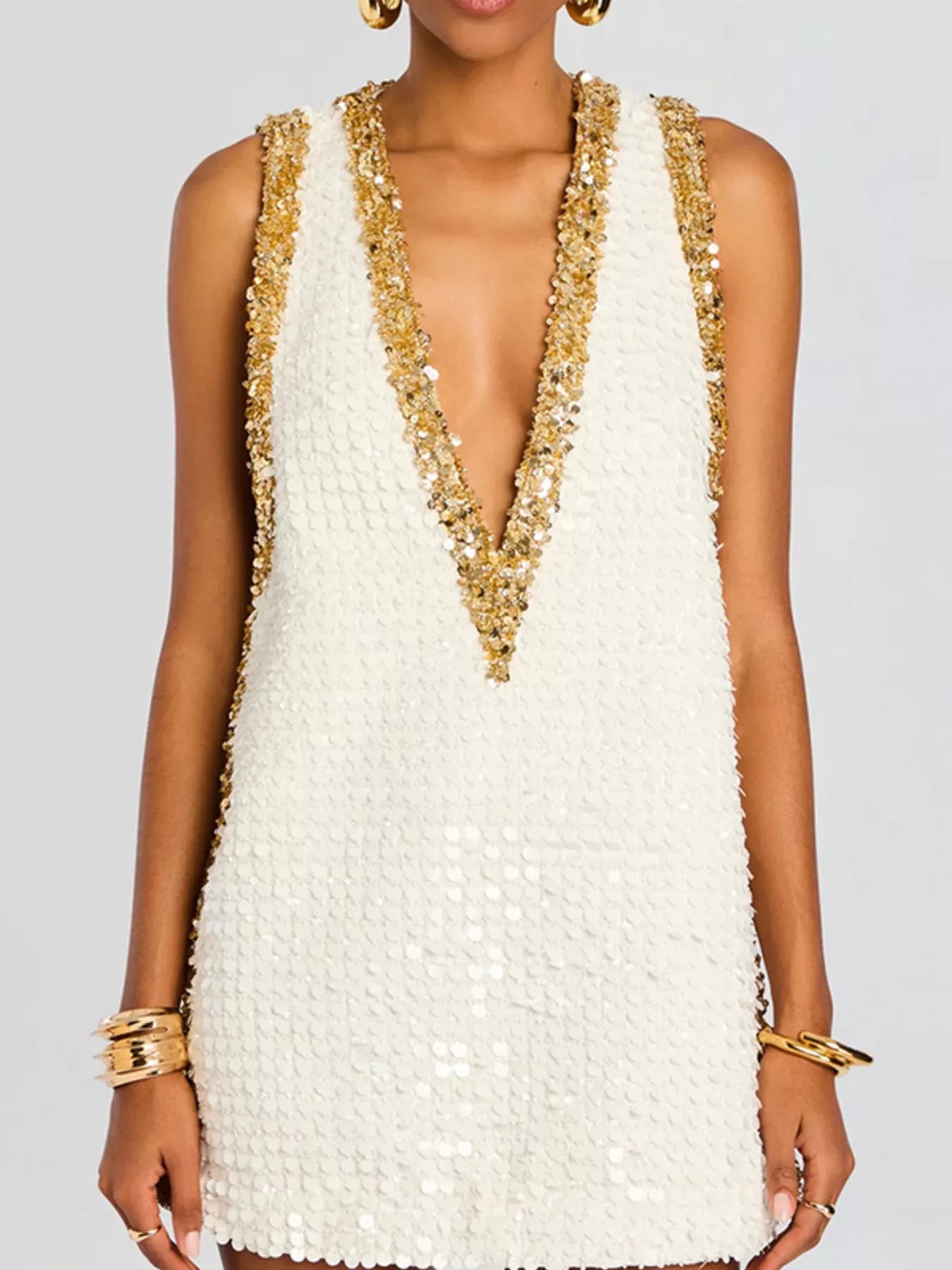 Sequin Embellished Sleeveless Mini Dress