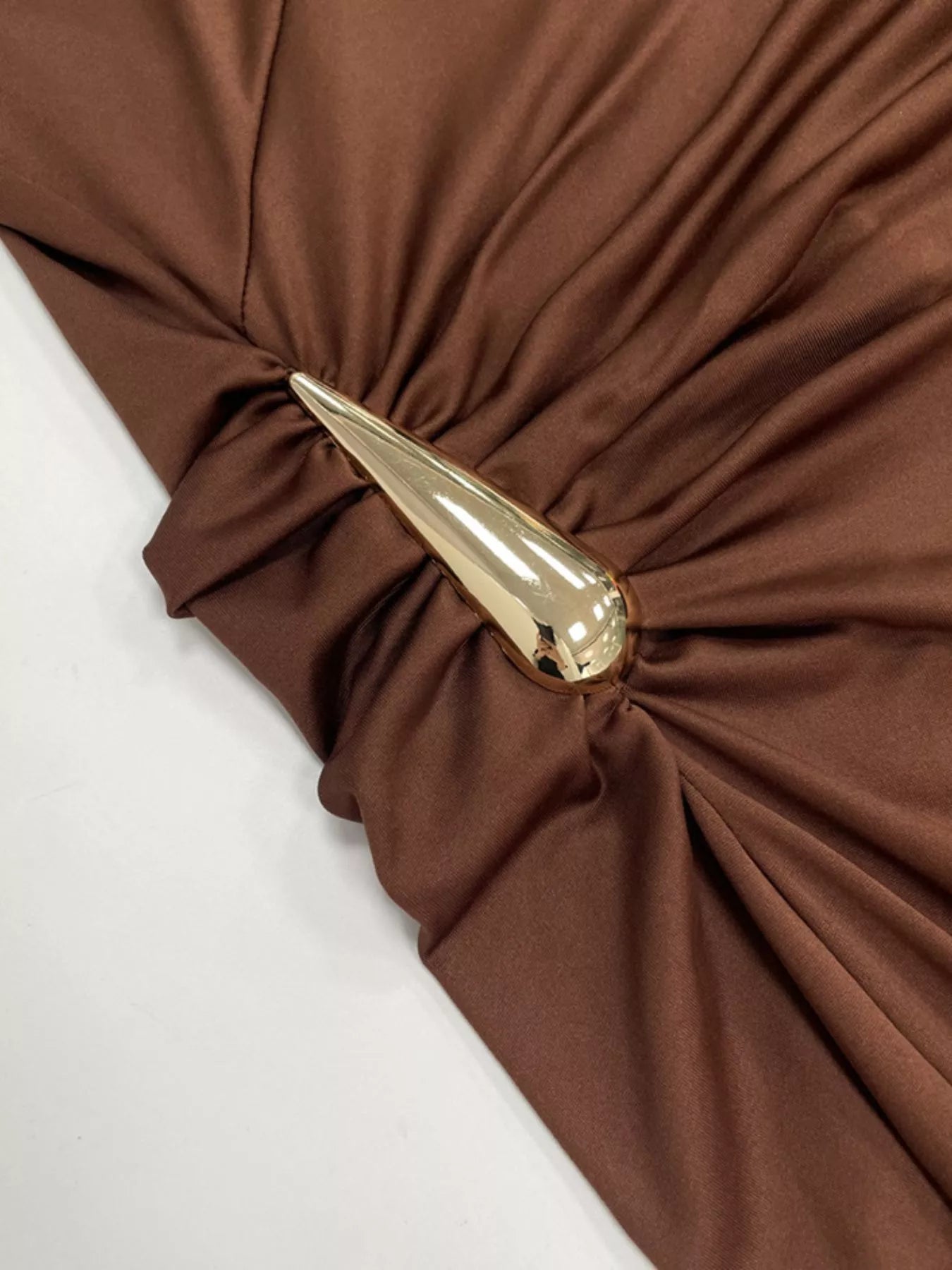 Draped Sleeveless Bodycon Maxi Dress with Metal Decorative