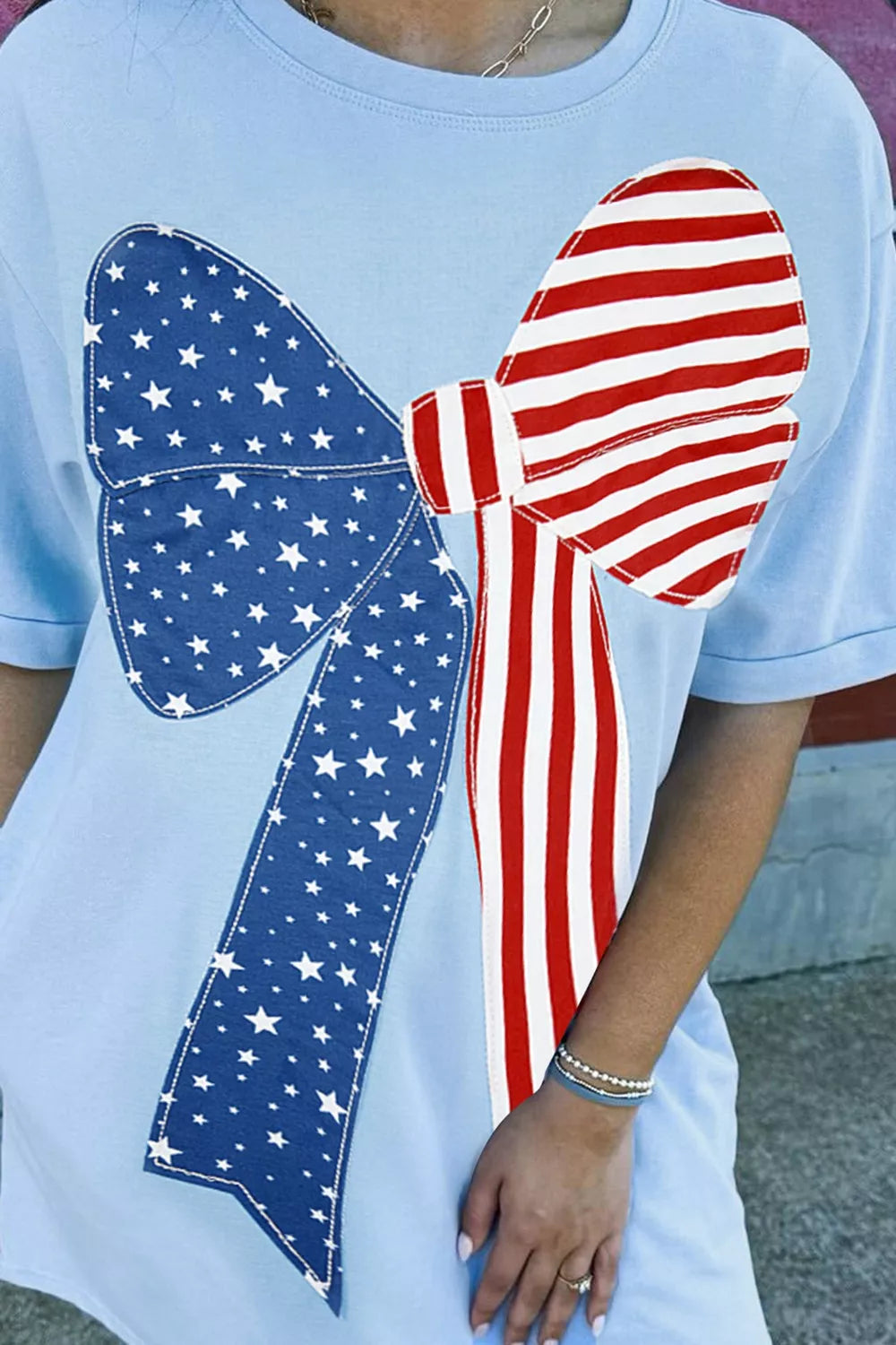 Patriotic Bow Graphic T-Shirt Dress