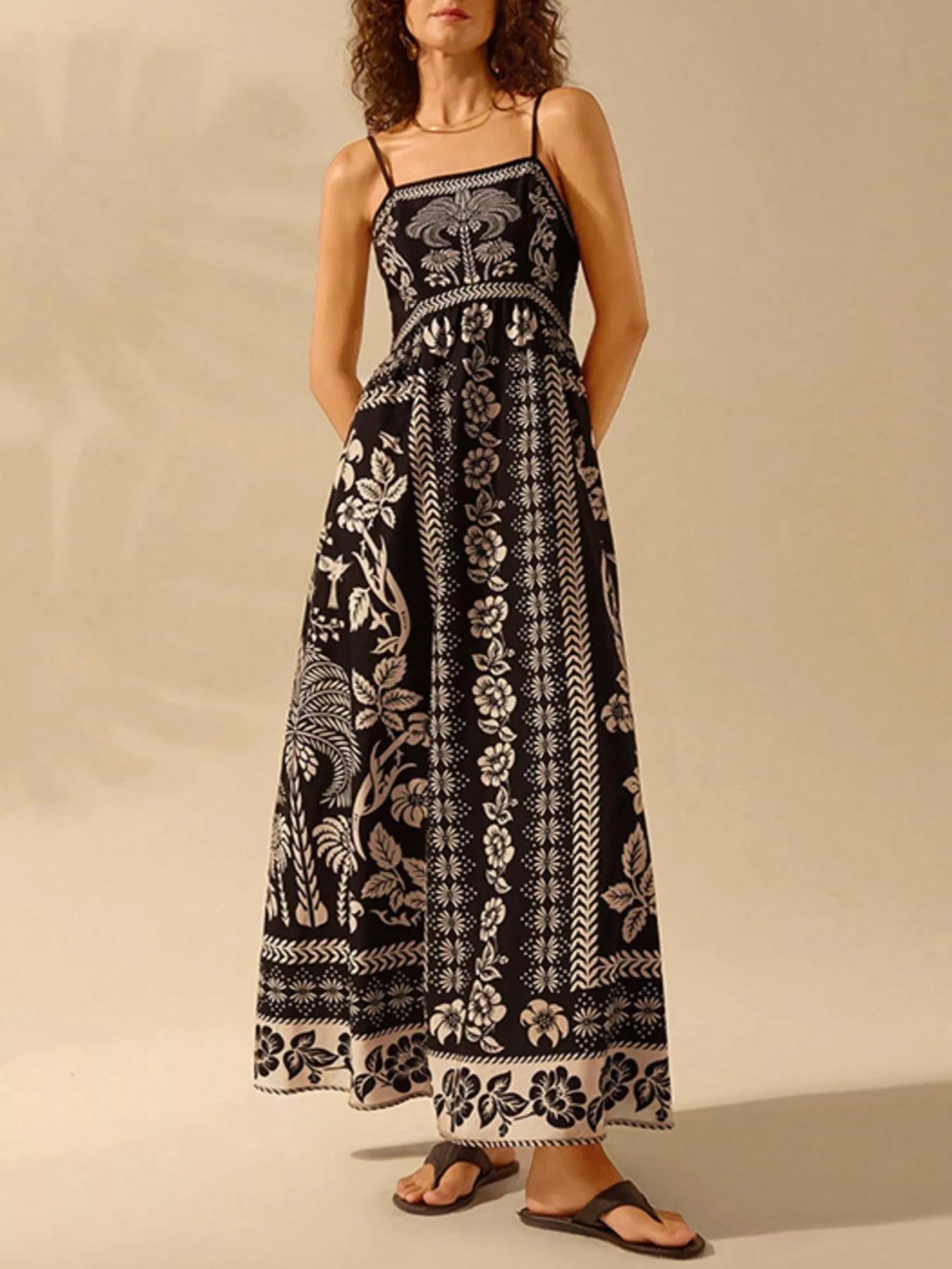 Floral Print Spaghetti Strap Maxi Dress