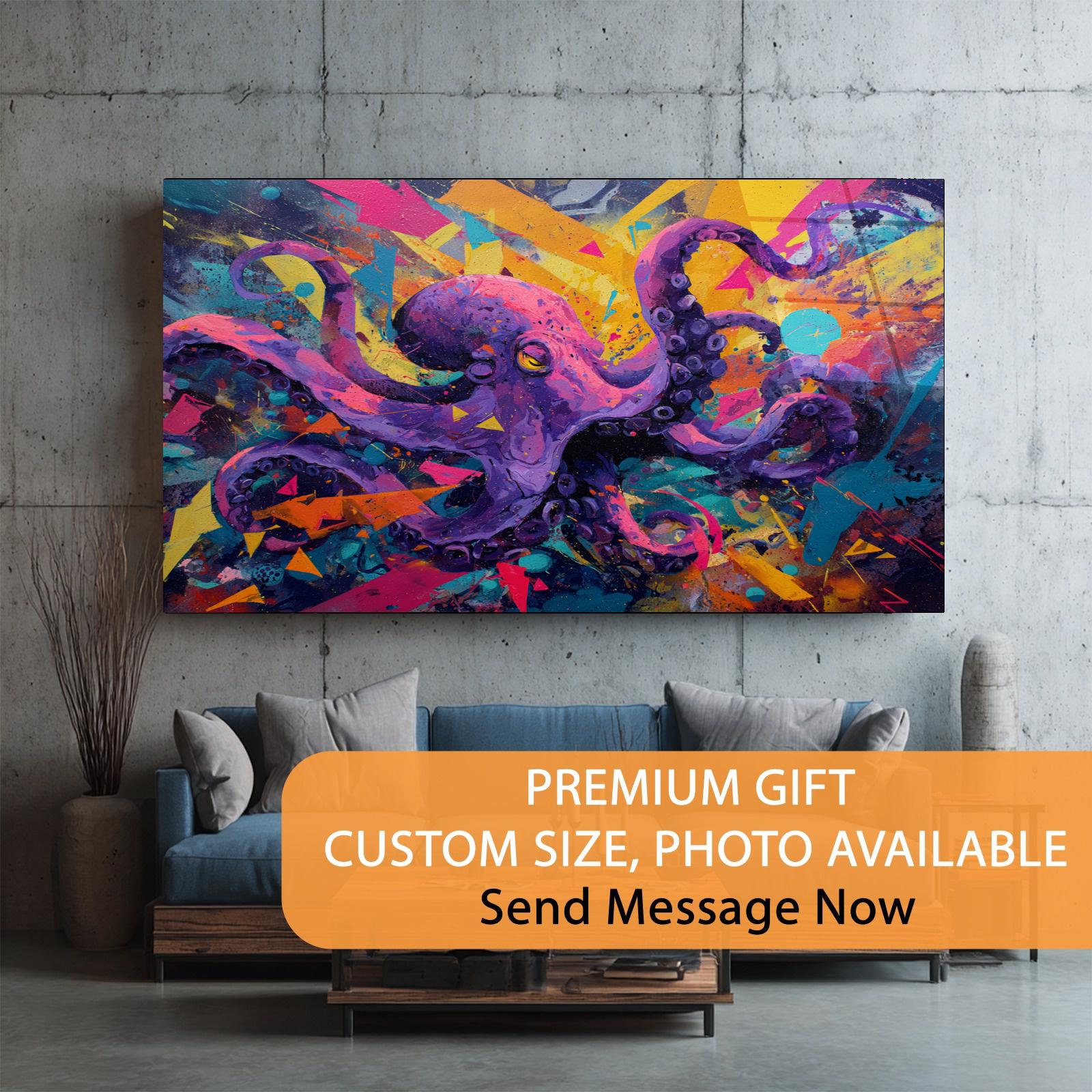 Abstract Octopus Art | Tempered Glass Wall Decor