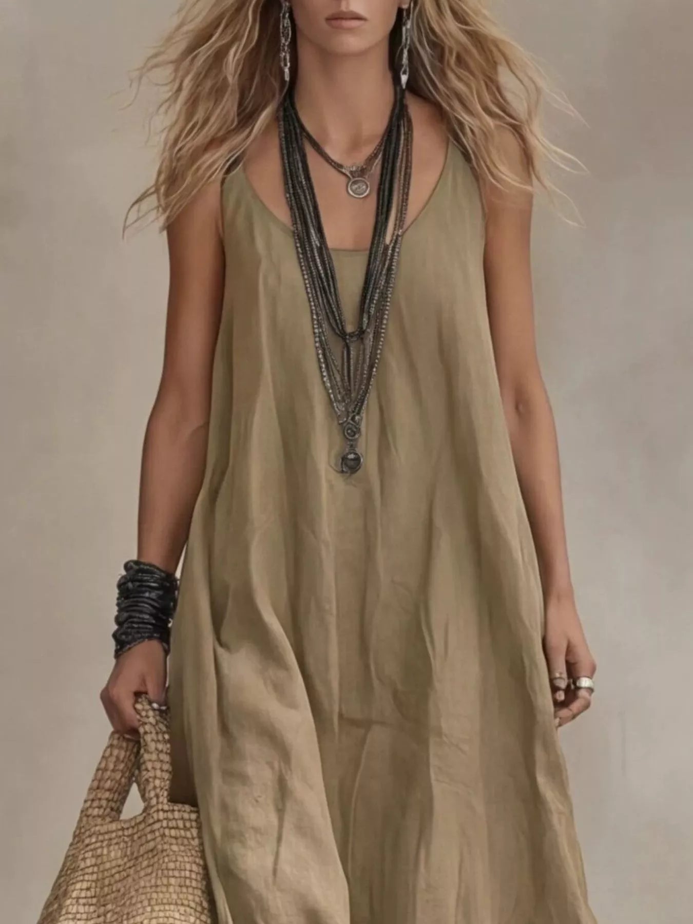 Full Size Scoop Neck Sleeveless Maxi Dress Plus Size