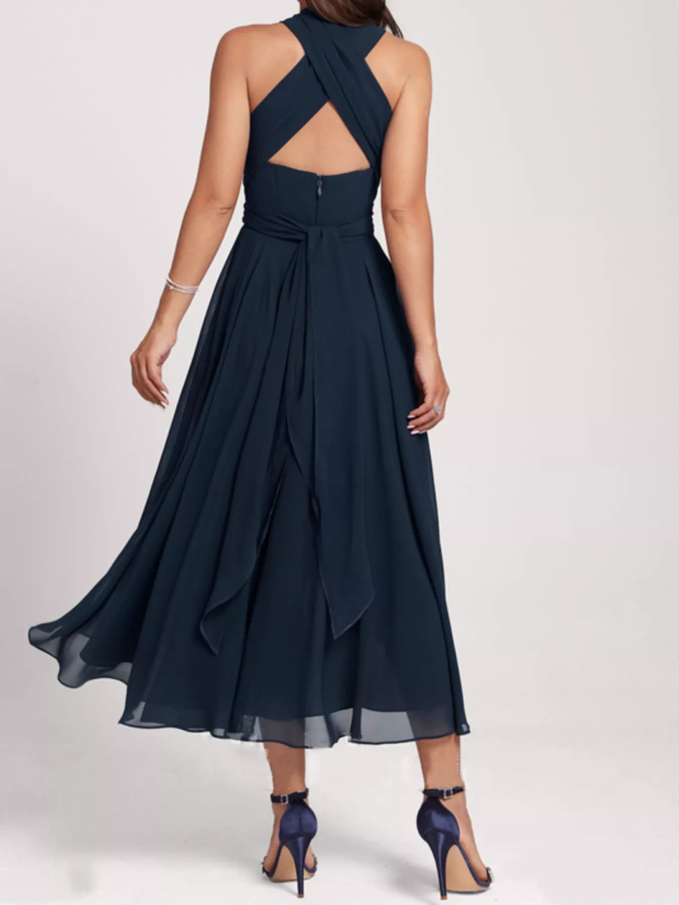 Ruched A-Line Midi Dress