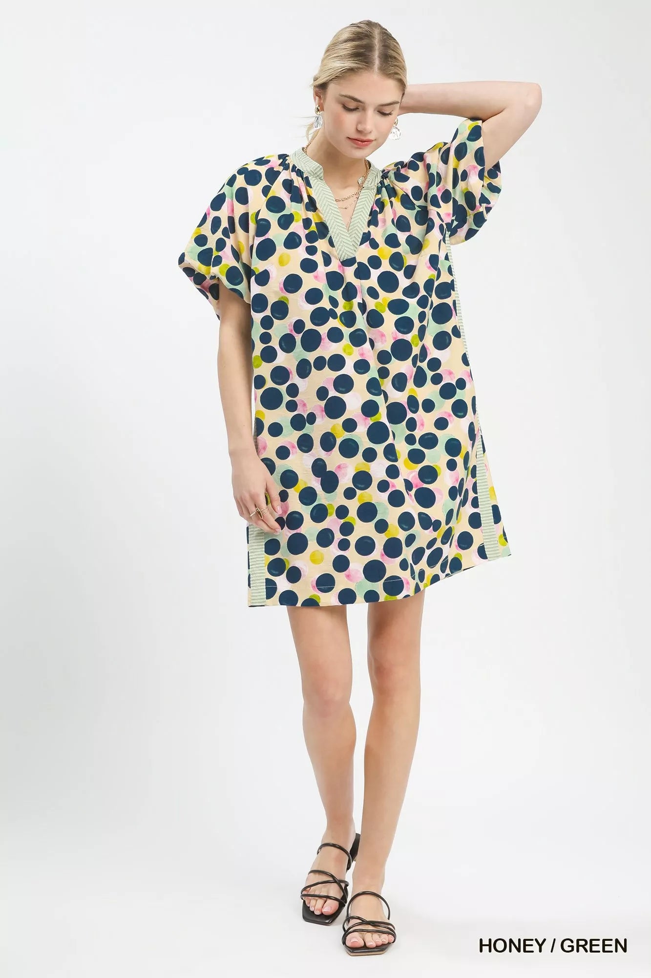 Umgee Polka Dot Print Tunic Dress