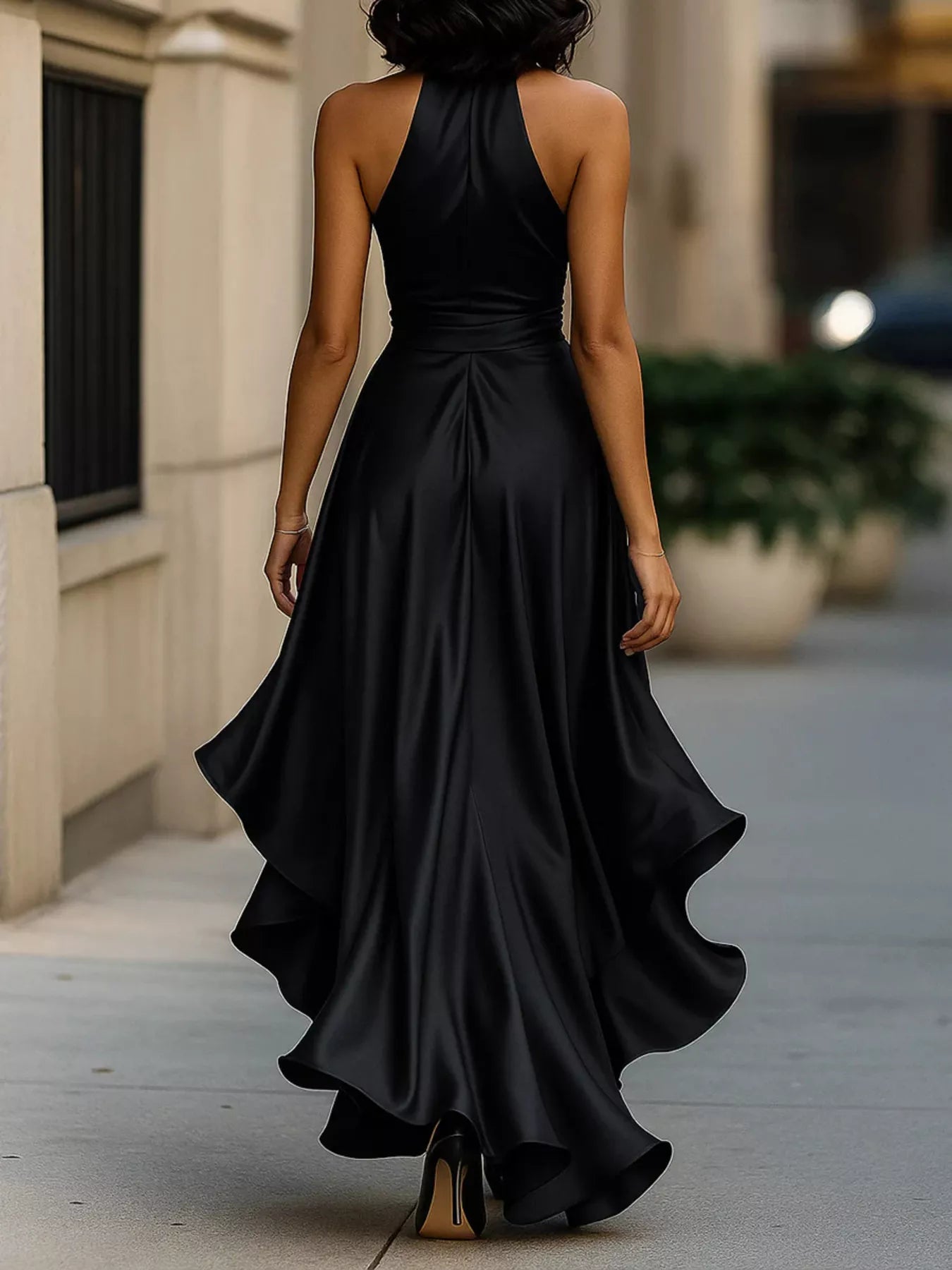 Ruffled Halter Neck Maxi Dress