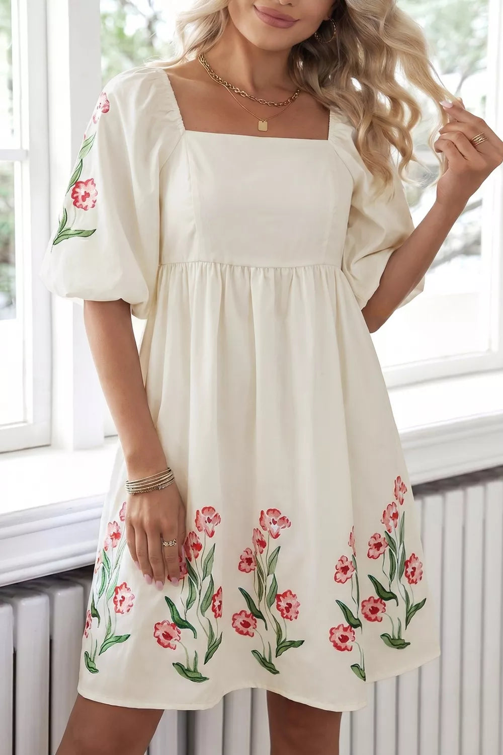 Floral Puff Sleeve Babydoll Dress