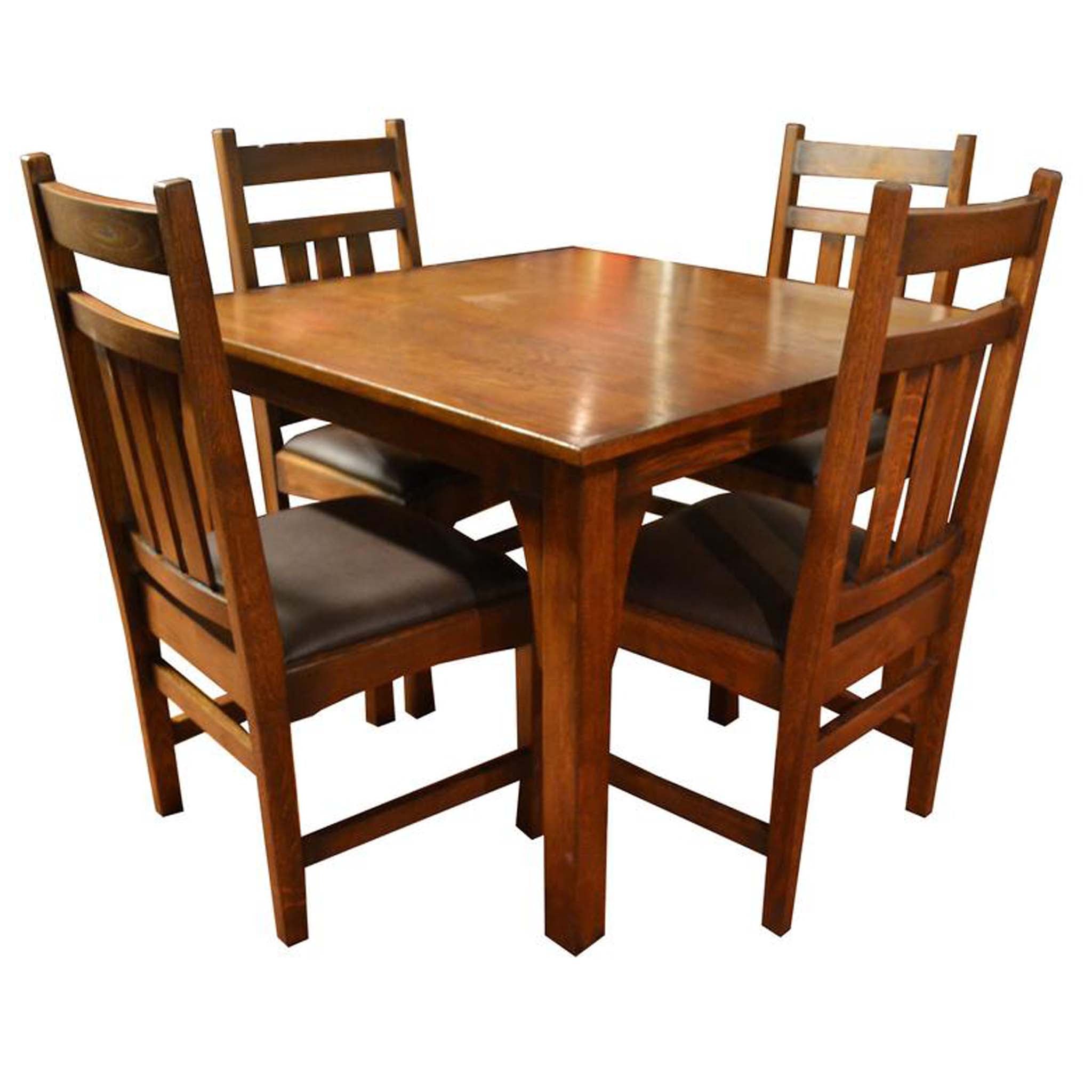 Mission Style White Oak Square Dining Table Set - (2 Colors Available)