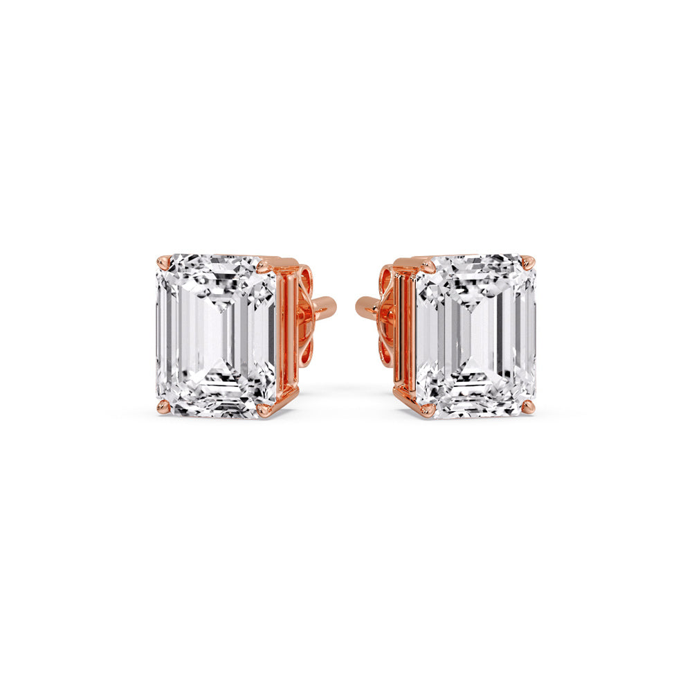IGI Certified Emerald Cut Diamond Solitaire Stud Earrings